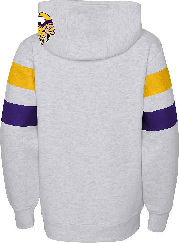 NFL Team Apparel Youth Minnesota Vikings Dynamic Duo Grey Pullover