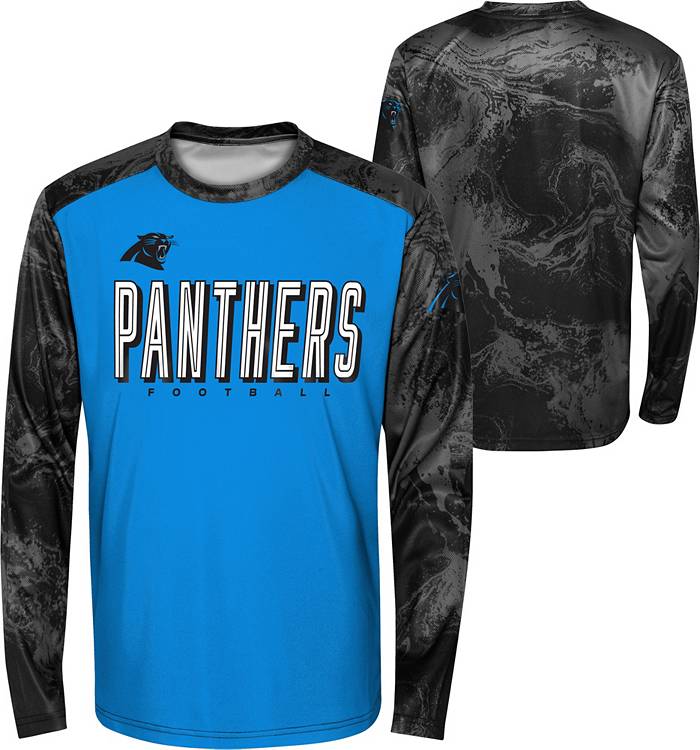 NFL Team Apparel Youth Carolina Panthers Cover 2 Long Sleeve T