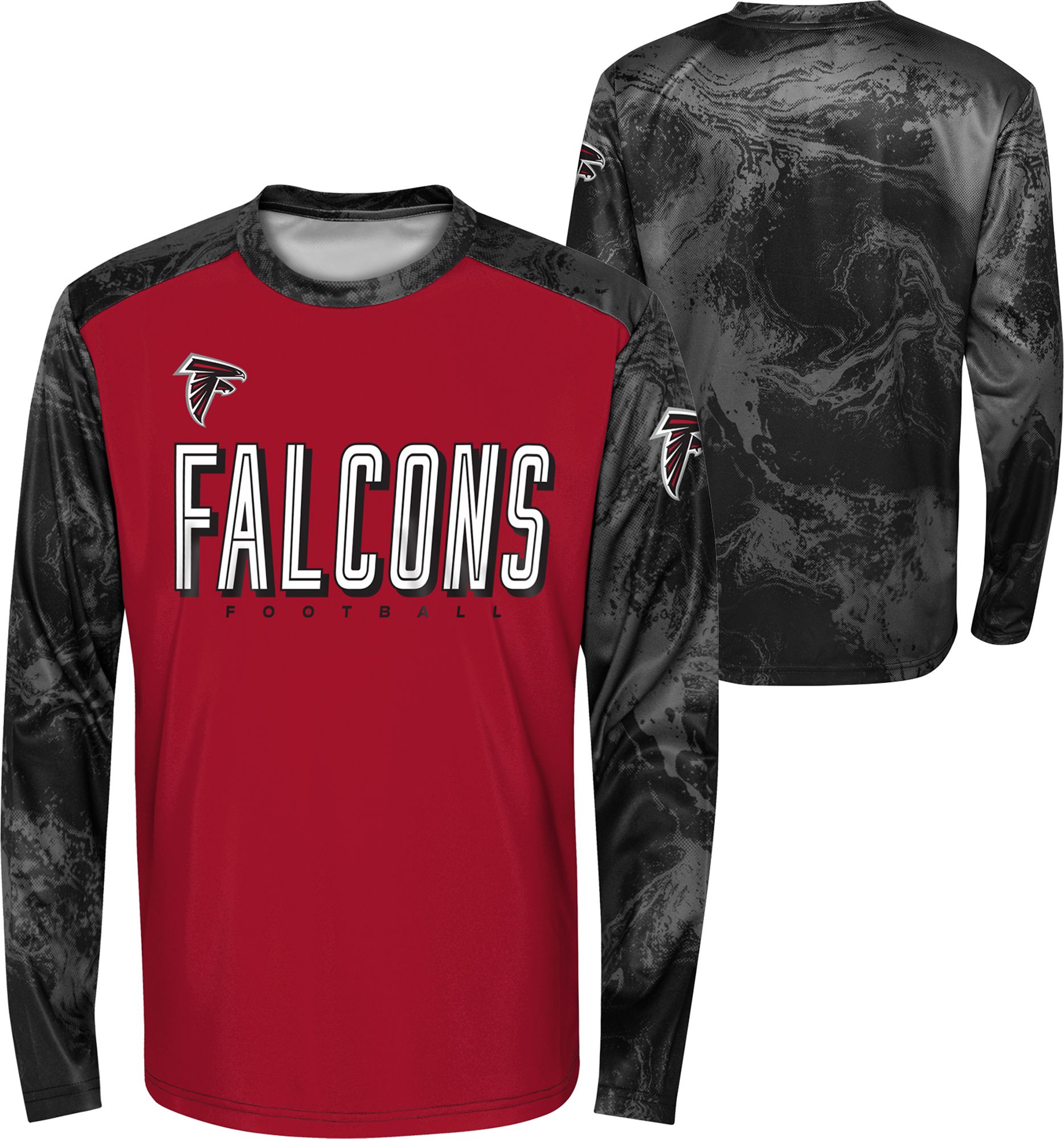 NFL Team Apparel Youth Atlanta Falcons Cover 2 Long Sleeve T-Shirt