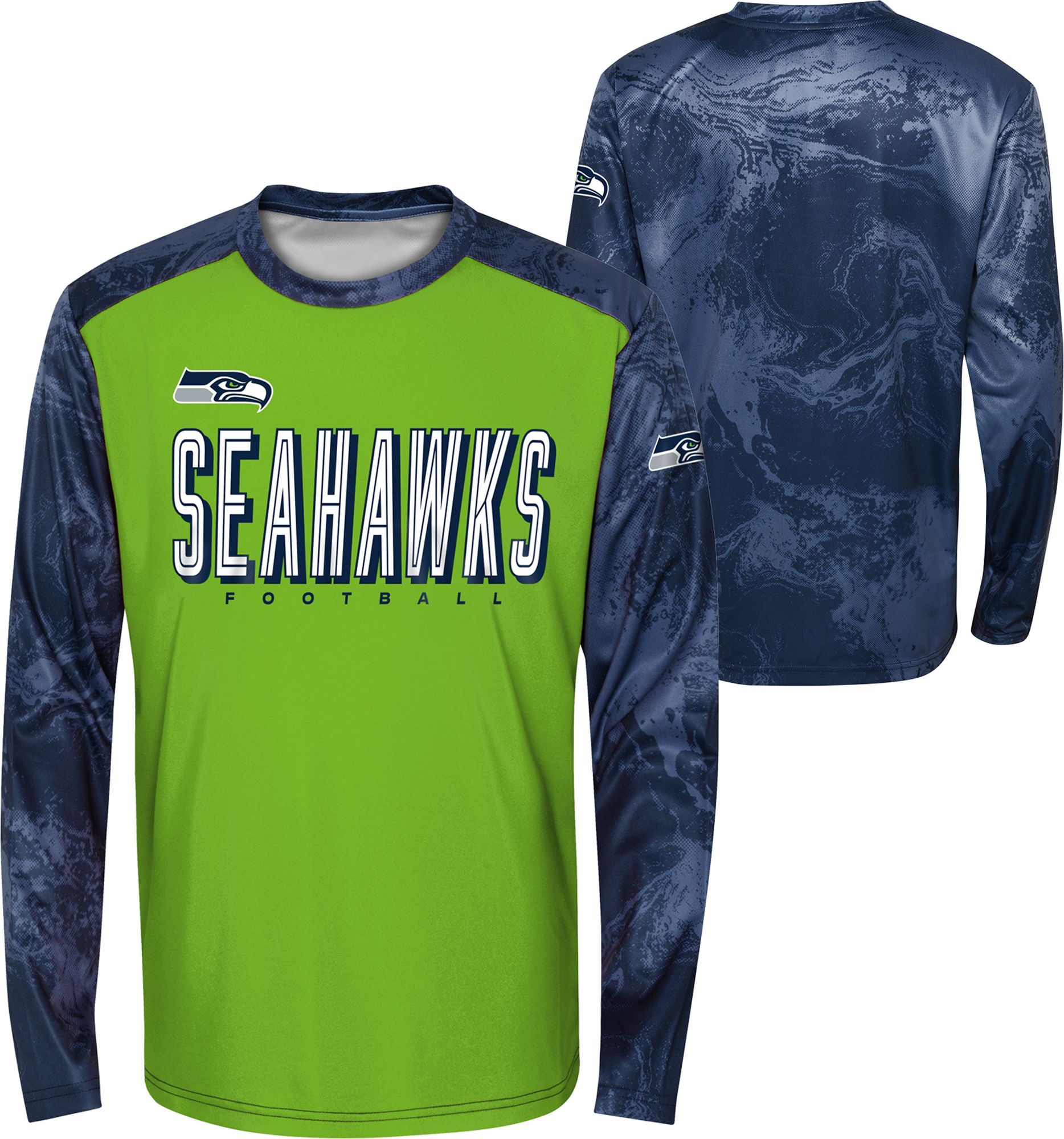 NFL Team Apparel Youth Seattle Seahawks Cover 2 Long Sleeve T-Shirt