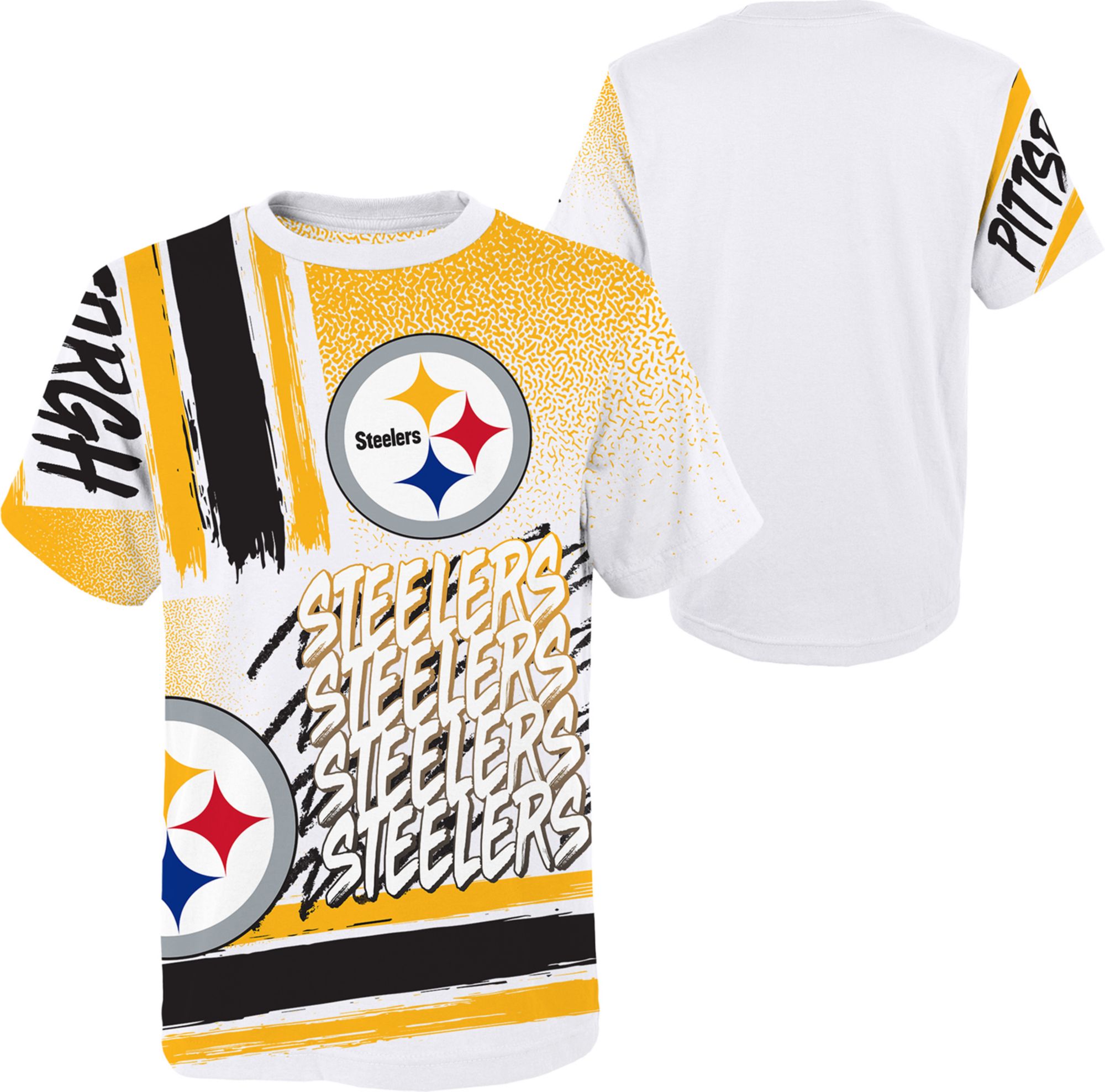 NFL Team Apparel Youth Pittsburgh Steelers Game Time White T-Shirt