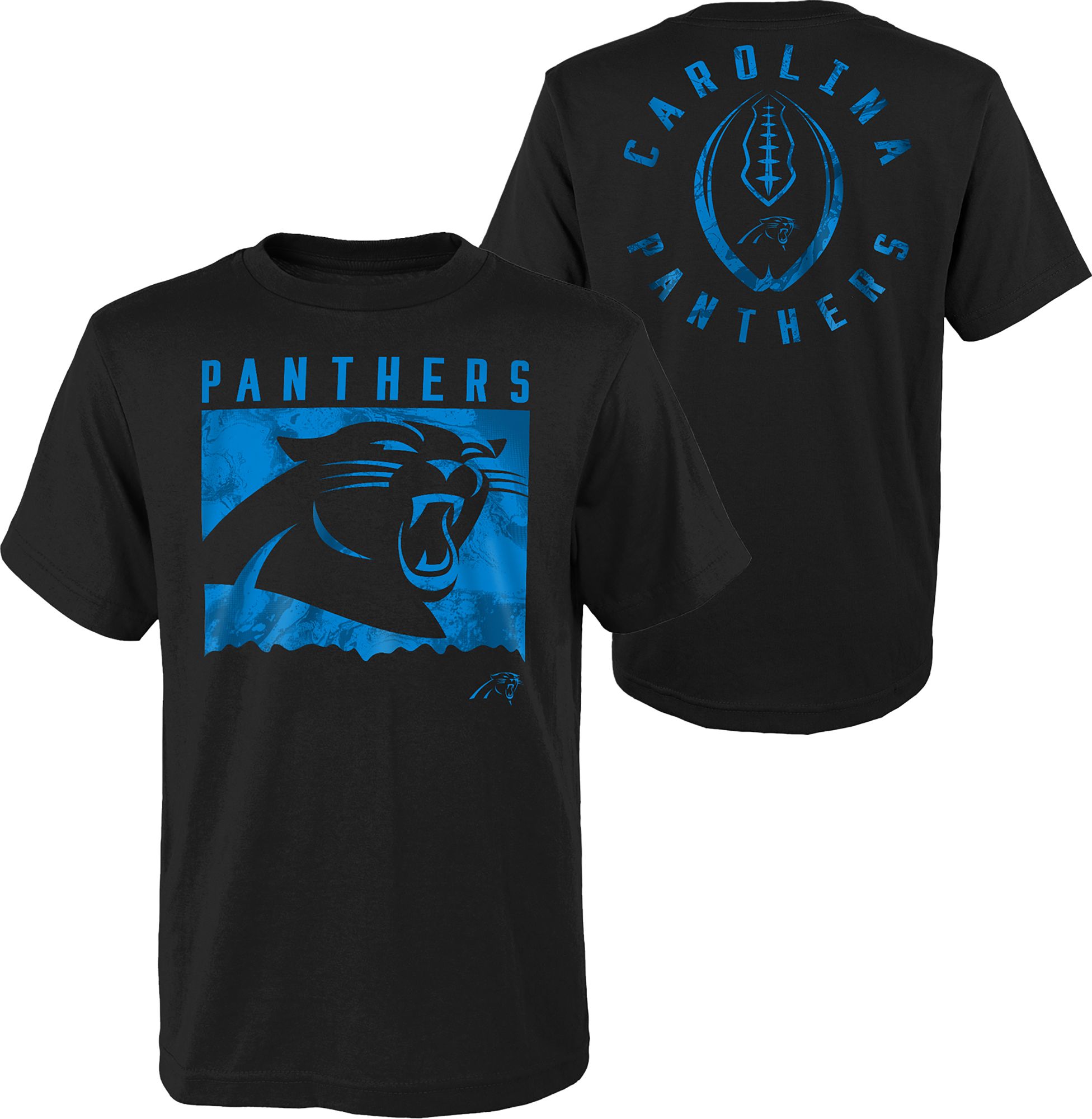 NFL Team Apparel Youth Carolina Panthers Liquid Camo Black T-Shirt