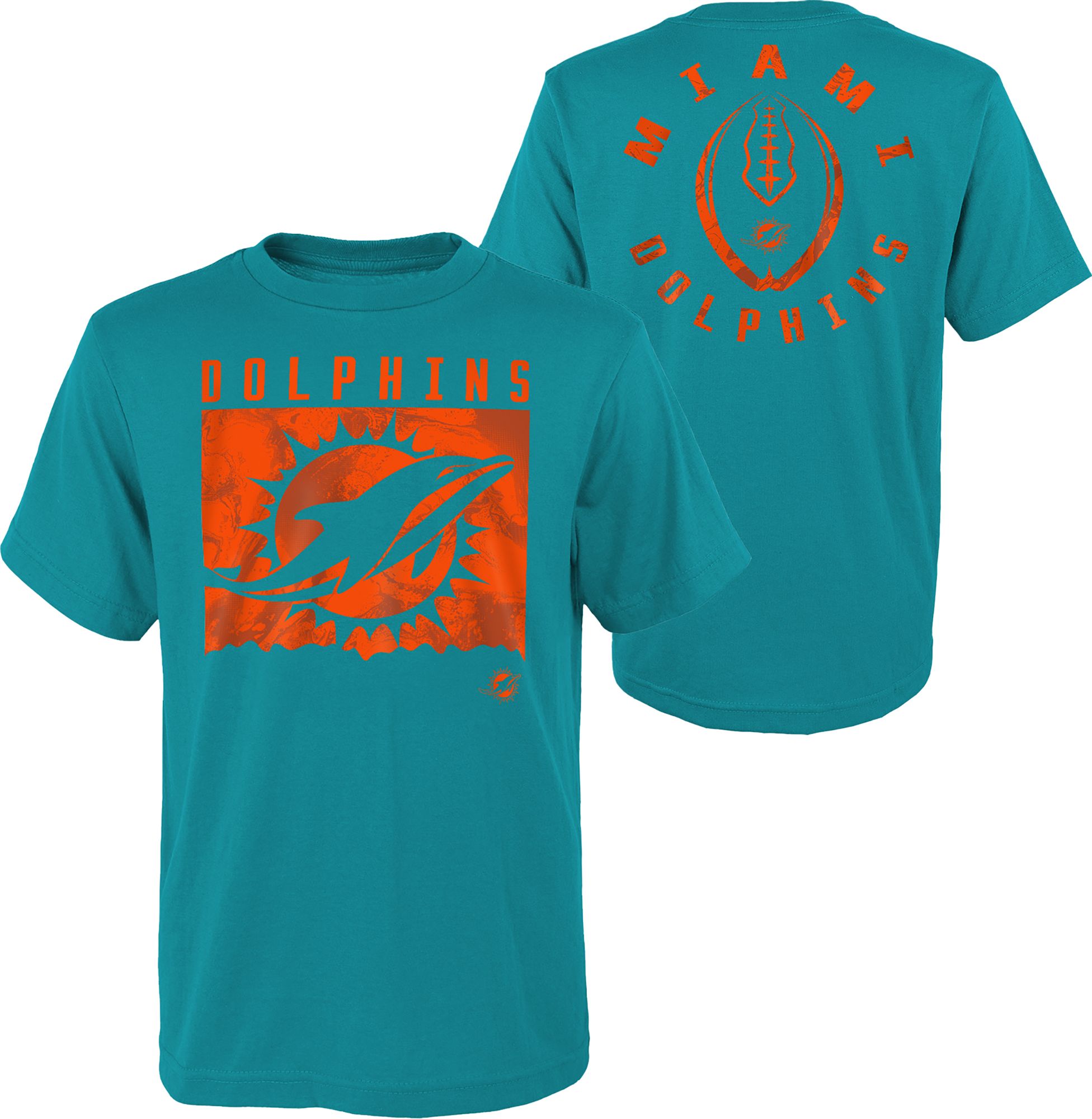 NFL Team Apparel Youth Miami Dolphins Liquid Camo Aqua T-Shirt