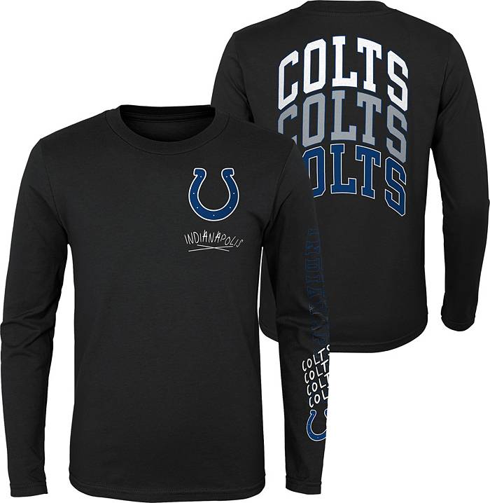 NFL Team Apparel Youth Indianapolis Colts Team Drip Black Long Sleeve  T-Shirt