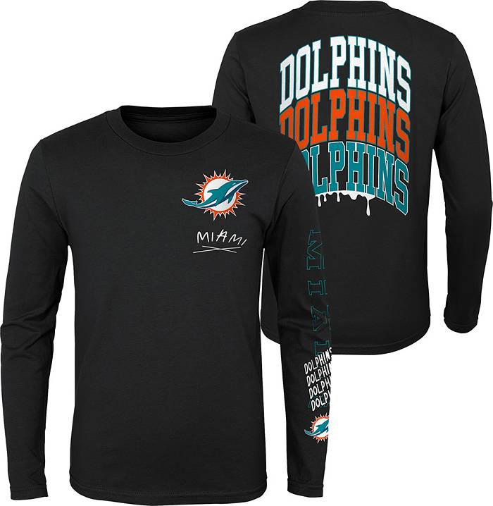 NFL Team Apparel Youth Miami Dolphins Team Drip Black Long Sleeve T-Shirt