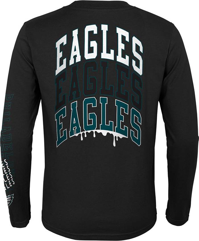 NFL Team Apparel Youth Philadelphia Eagles Team Drip Black Long Sleeve  T-Shirt