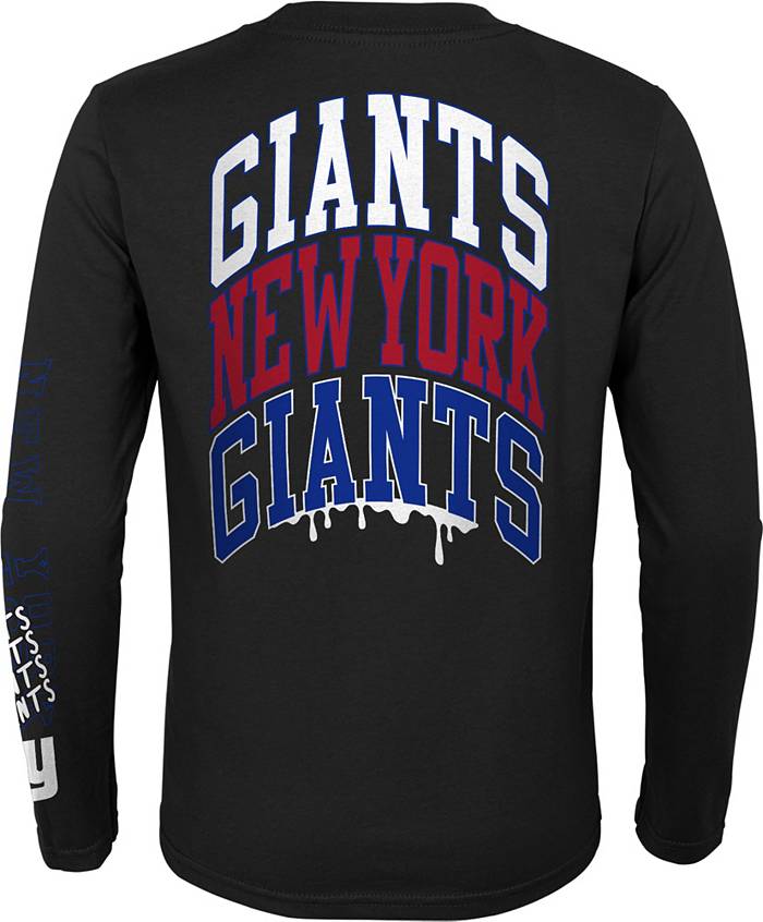 NFL Team Apparel Youth New York Giants Team Drip Black Long Sleeve