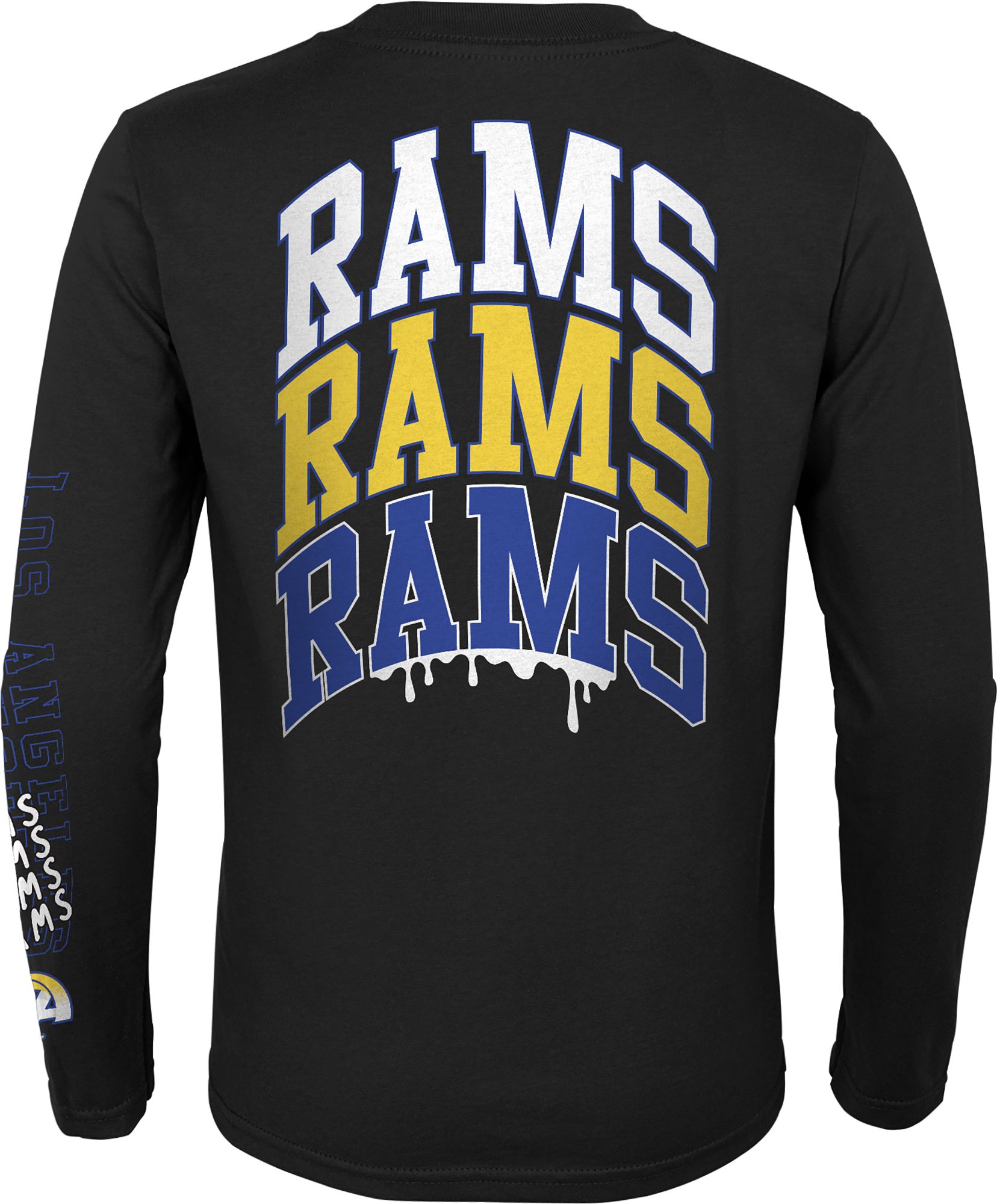 NFL Team Apparel Youth Los Angeles Rams Drip Black Long Sleeve T-Shirt