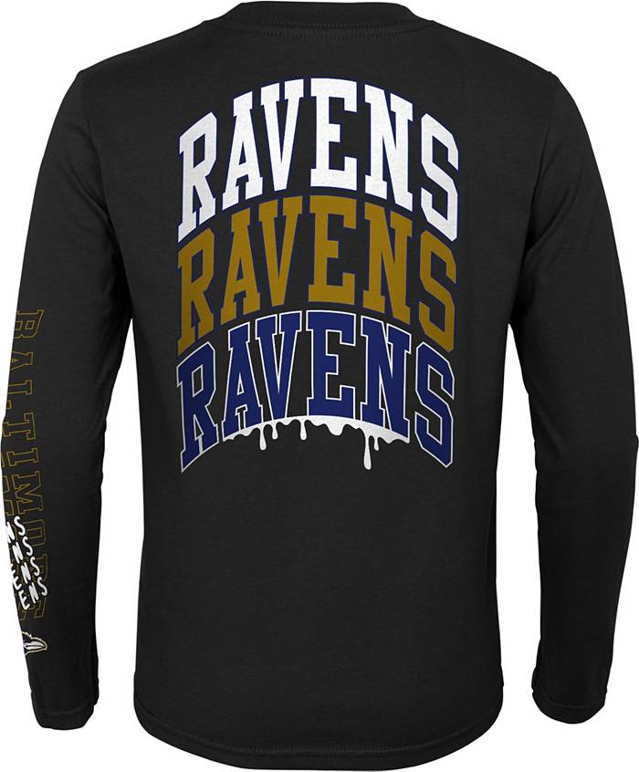 NFL Team Apparel Youth Baltimore Ravens Team Drip Black Long Sleeve T-Shirt