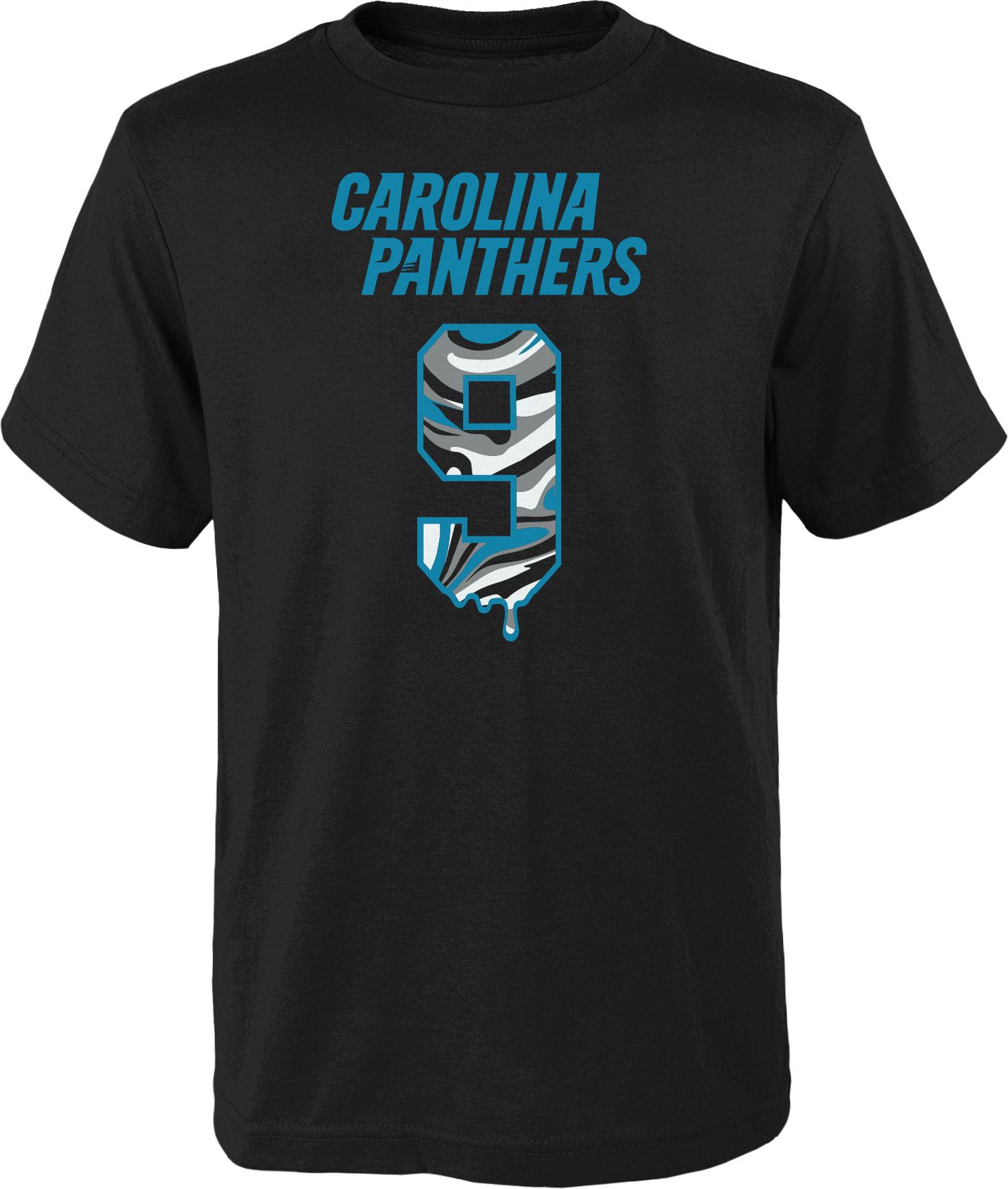 NFL Team Apparel Youth Carolina Panthers Bryce Young #9 Drip Black T-Shirt product image