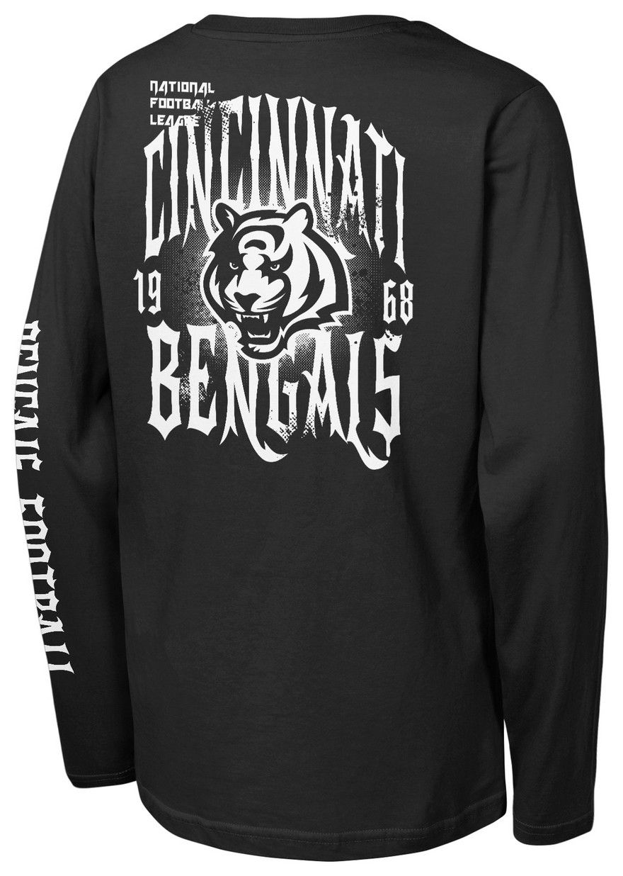 NFL Team Apparel Youth Cincinnati Bengals Black Rumble Long Sleeve T-Shirt product image
