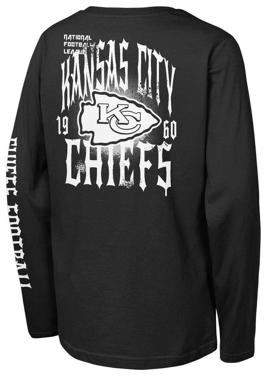 NFL Team Apparel Youth Kansas City Chiefs Black Rumble Long Sleeve T-Shirt product image