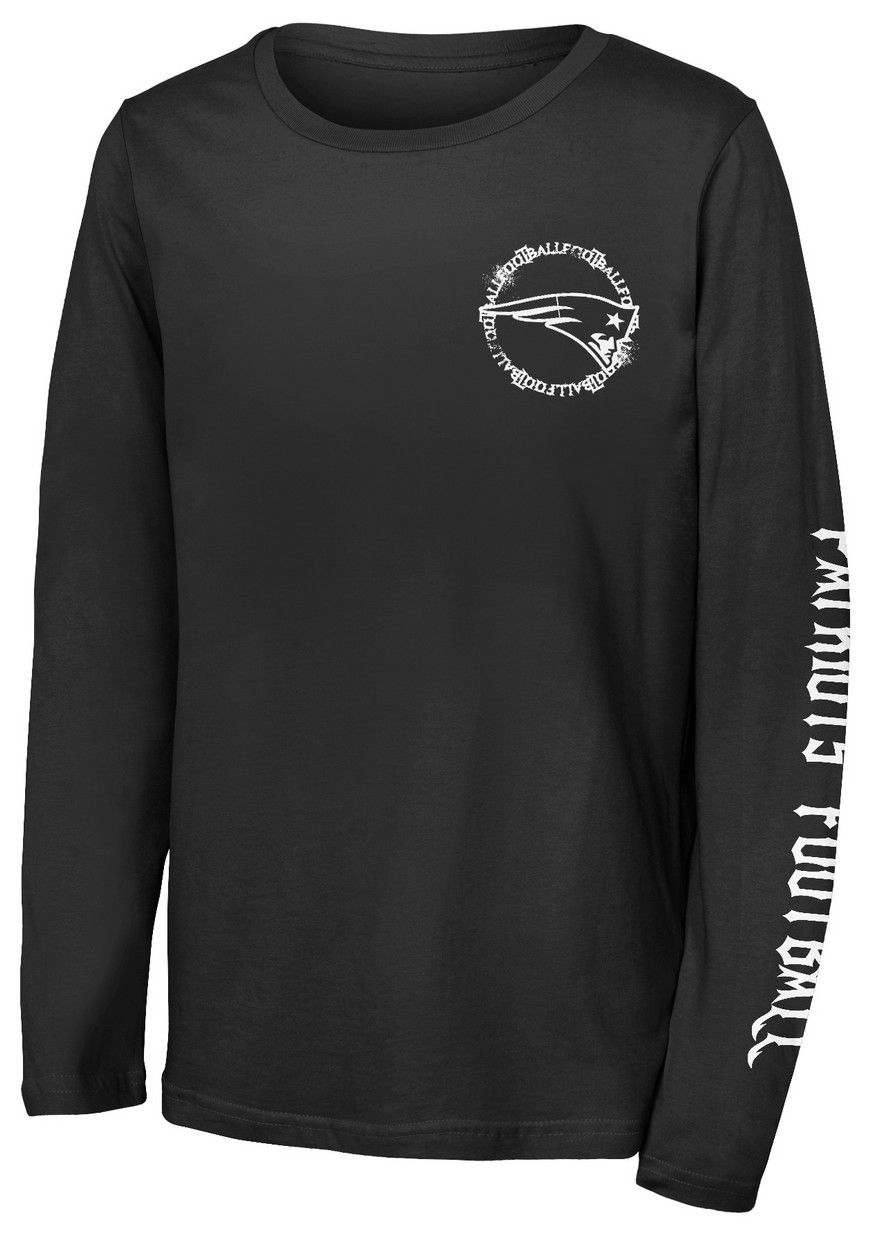NFL Team Apparel Youth New England Patriots Black Rumble Long Sleeve T-Shirt product image