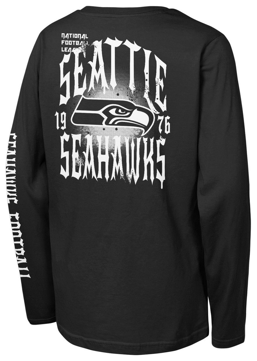NFL Team Apparel Youth Seattle Seahawks Black Rumble Long Sleeve T-Shirt product image