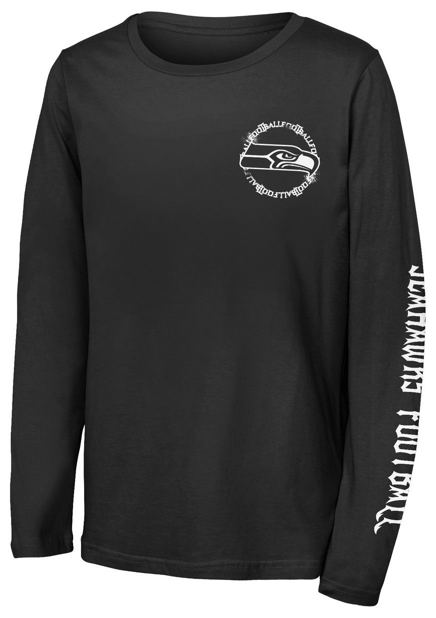 NFL Team Apparel Youth Seattle Seahawks Black Rumble Long Sleeve T-Shirt product image