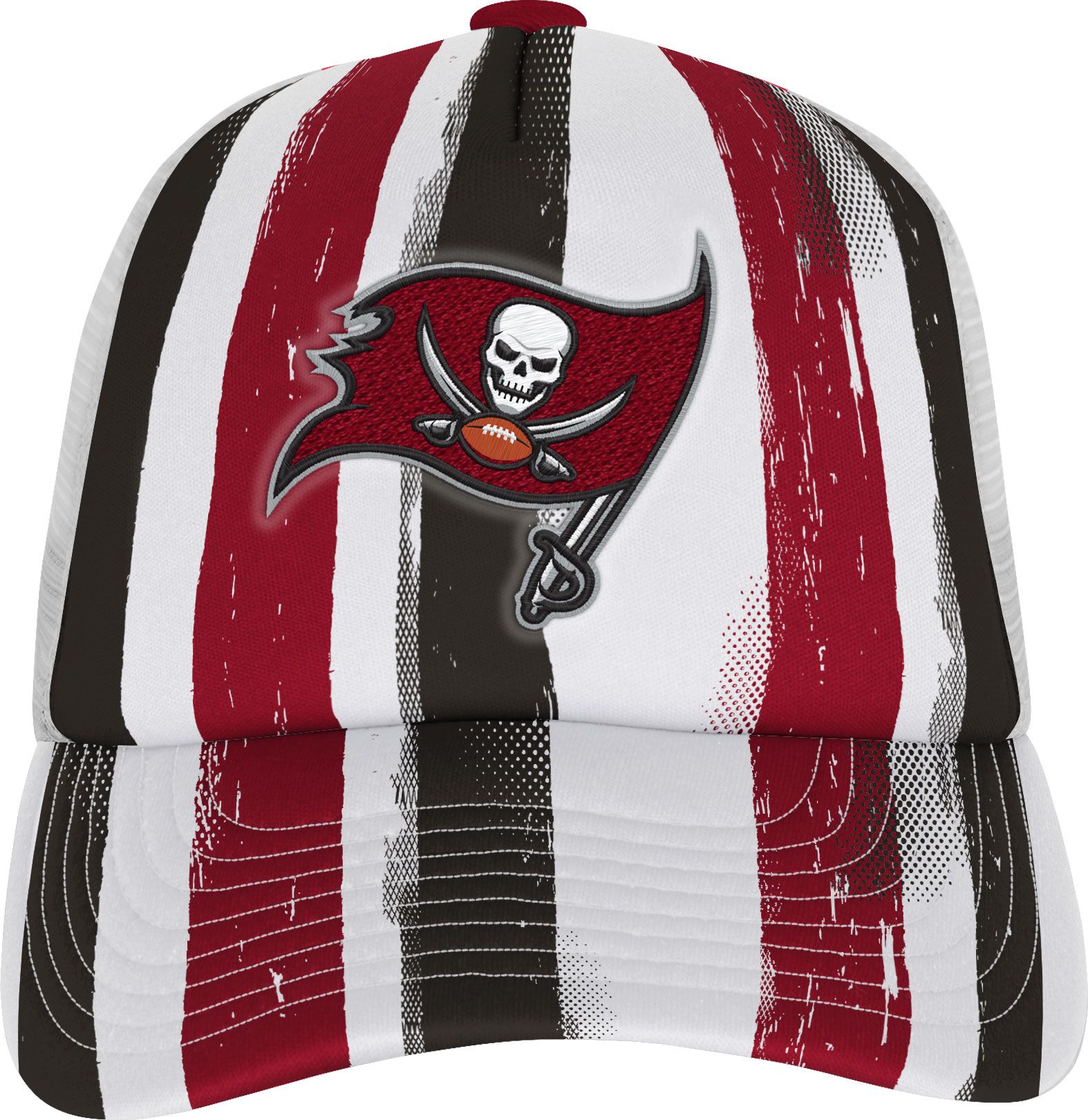 NFL Team Apparel Youth Tampa Bay Buccaneers High Step Dark Red Adjustable Trucker Hat product image