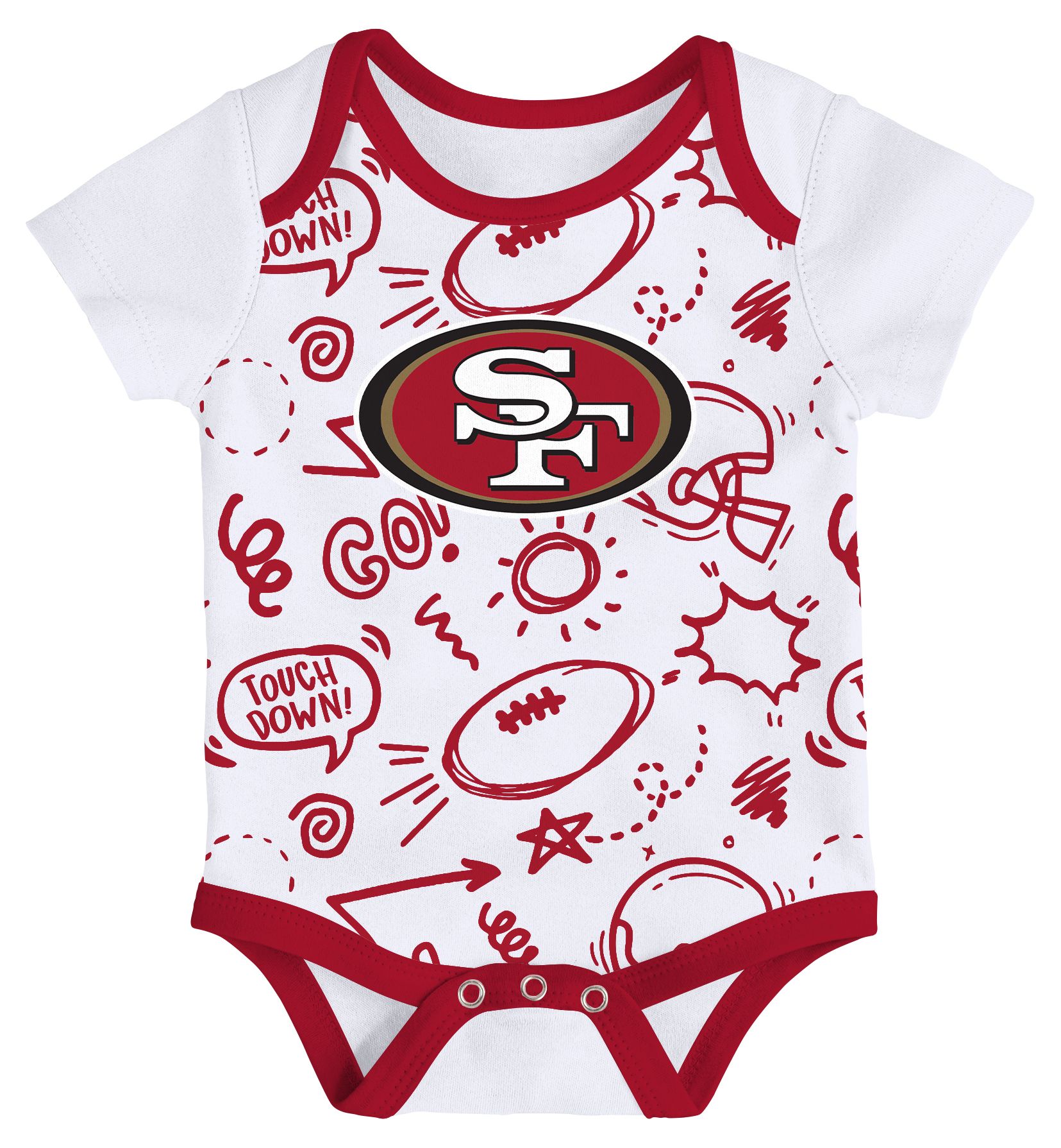 NFL Team Apparel Infant San Francisco 49ers Red All Day Play 3-Pack Creeper Set product image