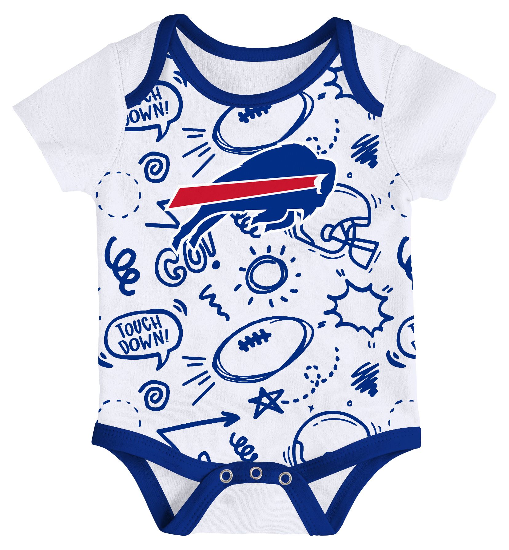 NFL Team Apparel Infant Buffalo Bills Royal All Day Play 3-Pack Creeper Set product image