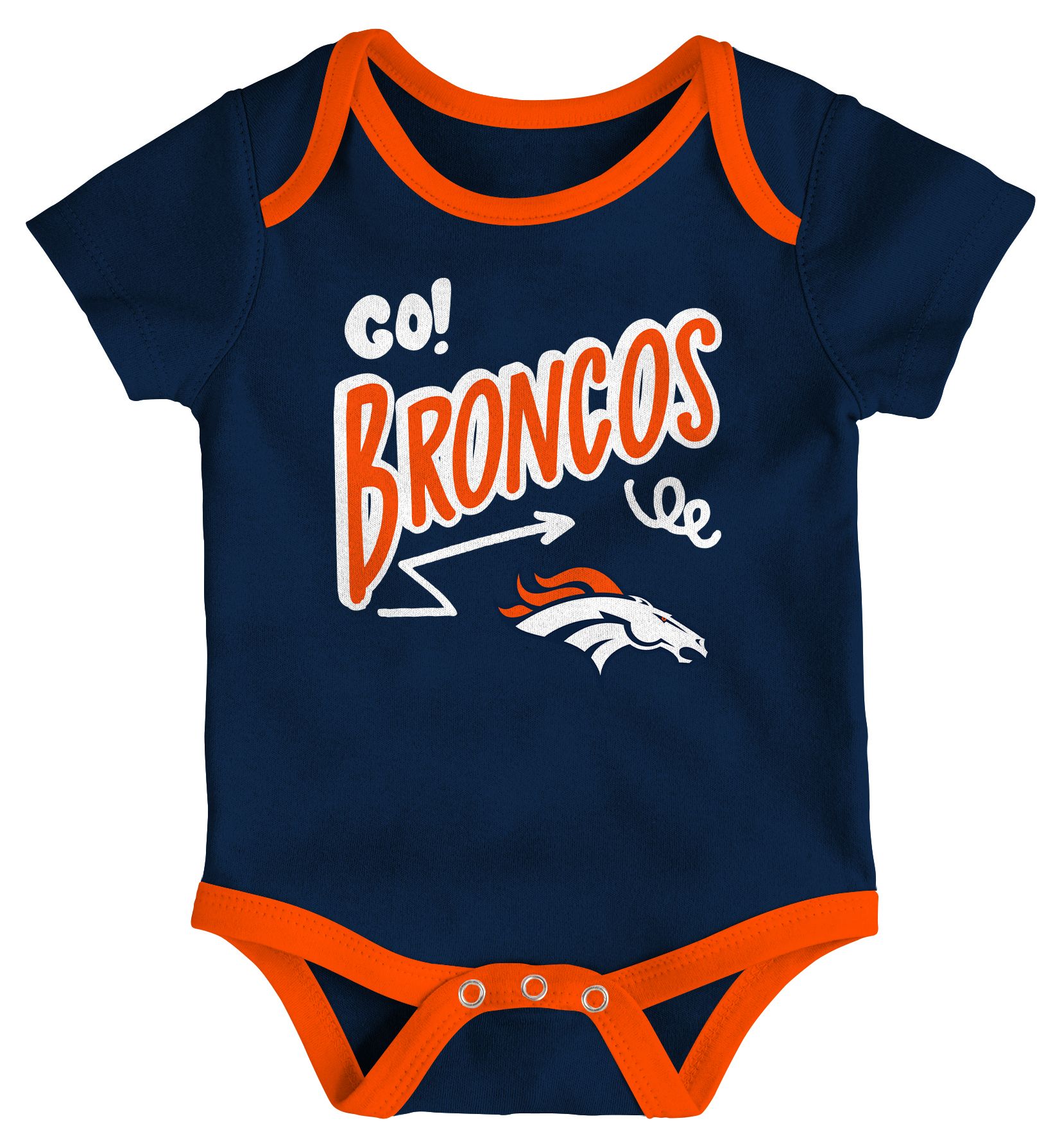 NFL Team Apparel Infant Denver Broncos Orange All Day Play 3-Pack Creeper Set product image