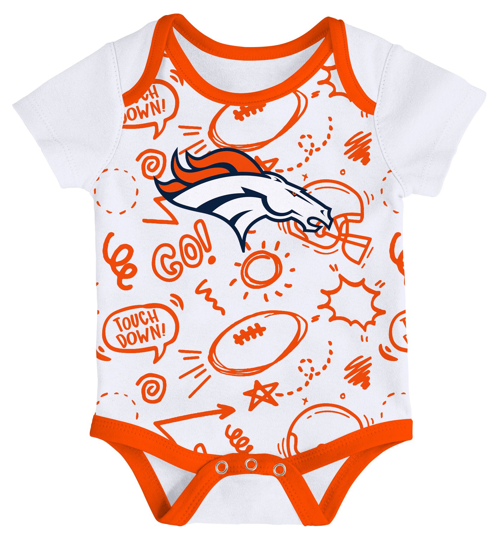 NFL Team Apparel Infant Denver Broncos Orange All Day Play 3-Pack Creeper Set product image
