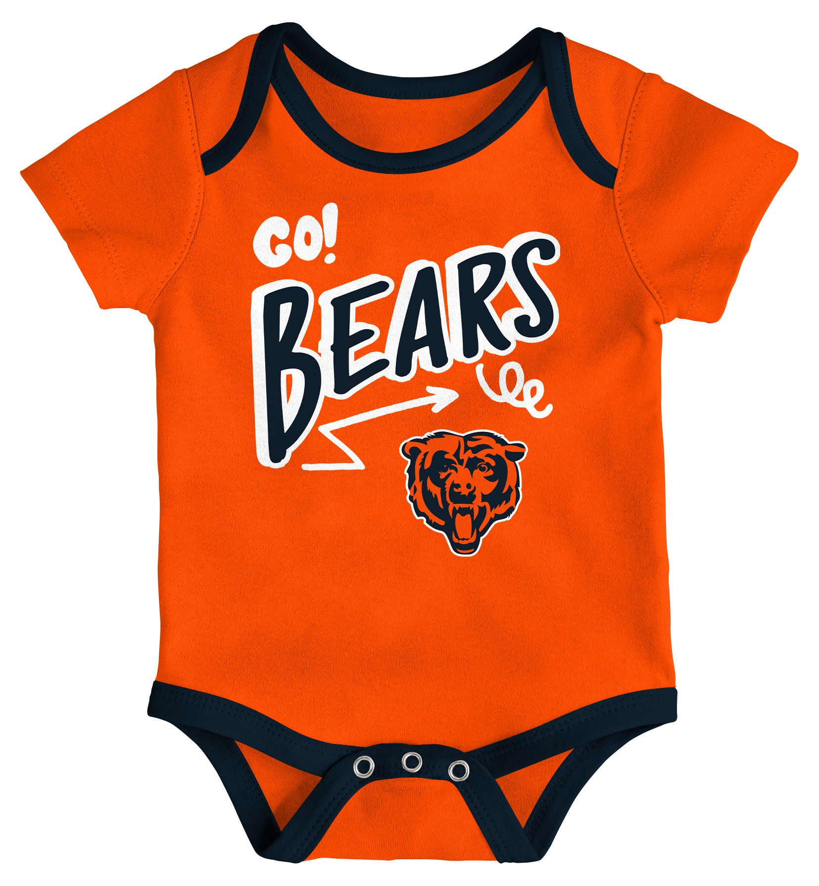 NFL Team Apparel Infant Chicago Bears Navy All Day Play 3-Pack Creeper Set product image