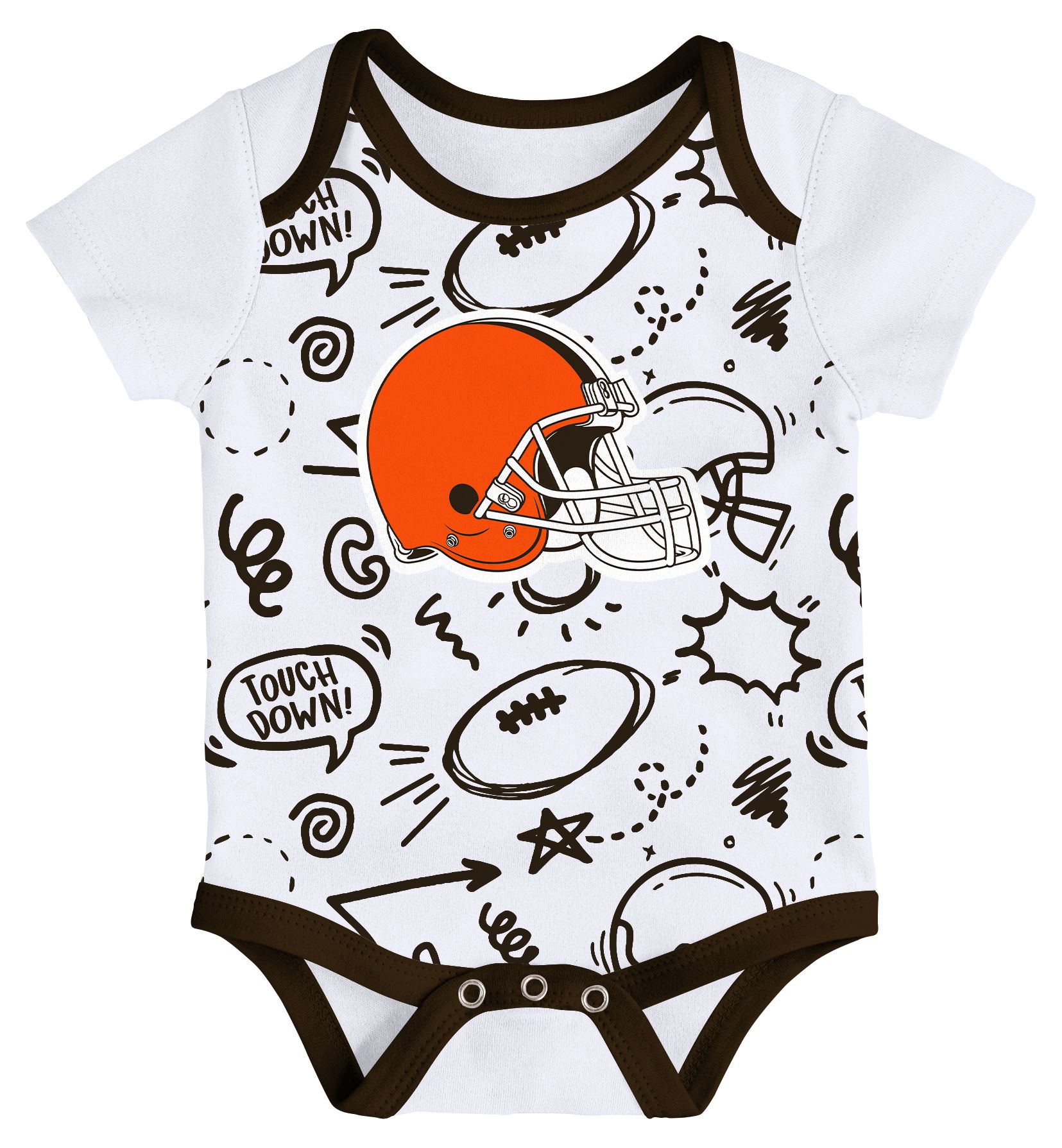 NFL Team Apparel Infant Cleveland Browns Brown All Day Play 3-Pack Creeper Set product image