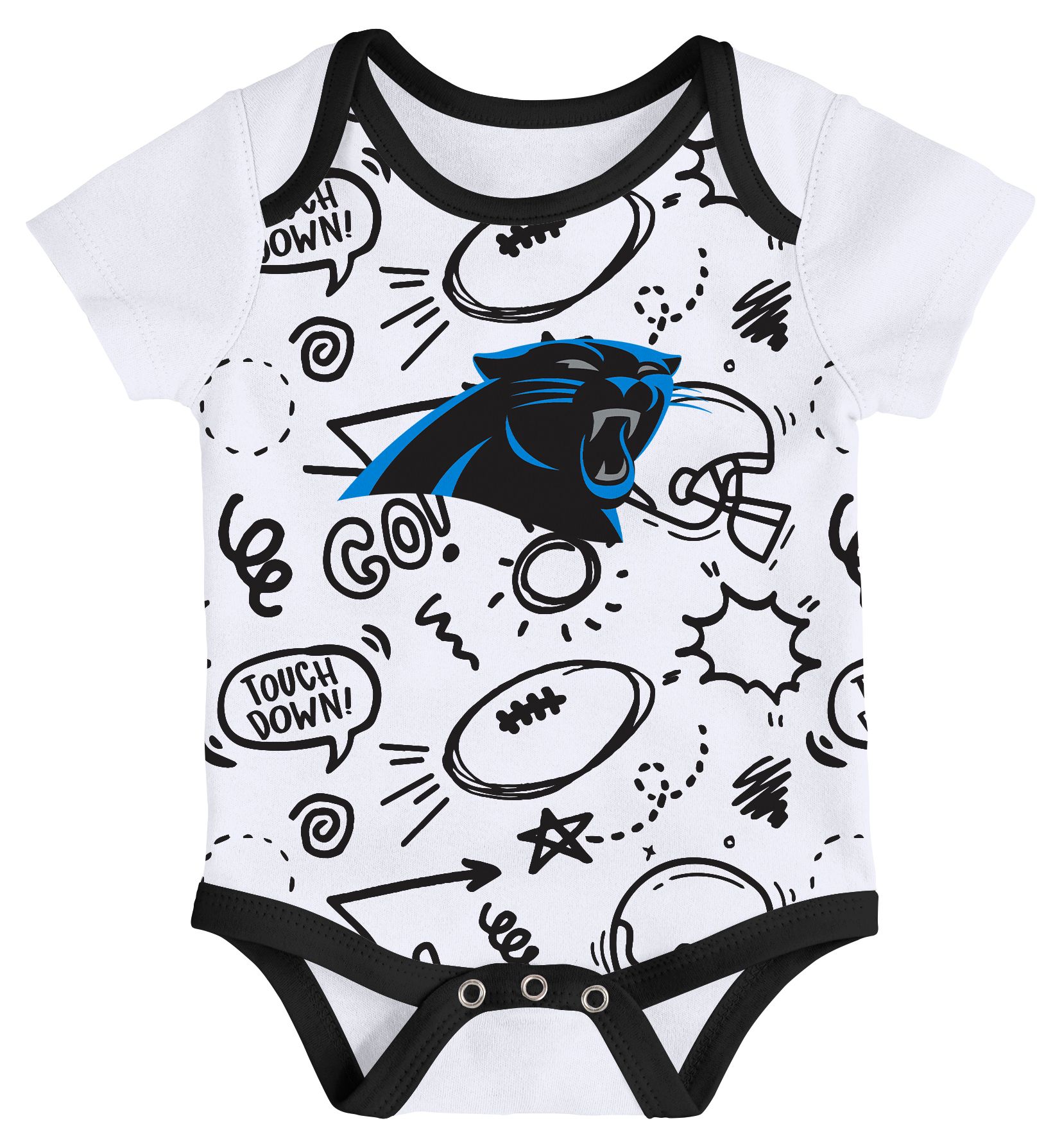 NFL Team Apparel Infant Carolina Panthers Black All Day Play 3-Pack Creeper Set product image