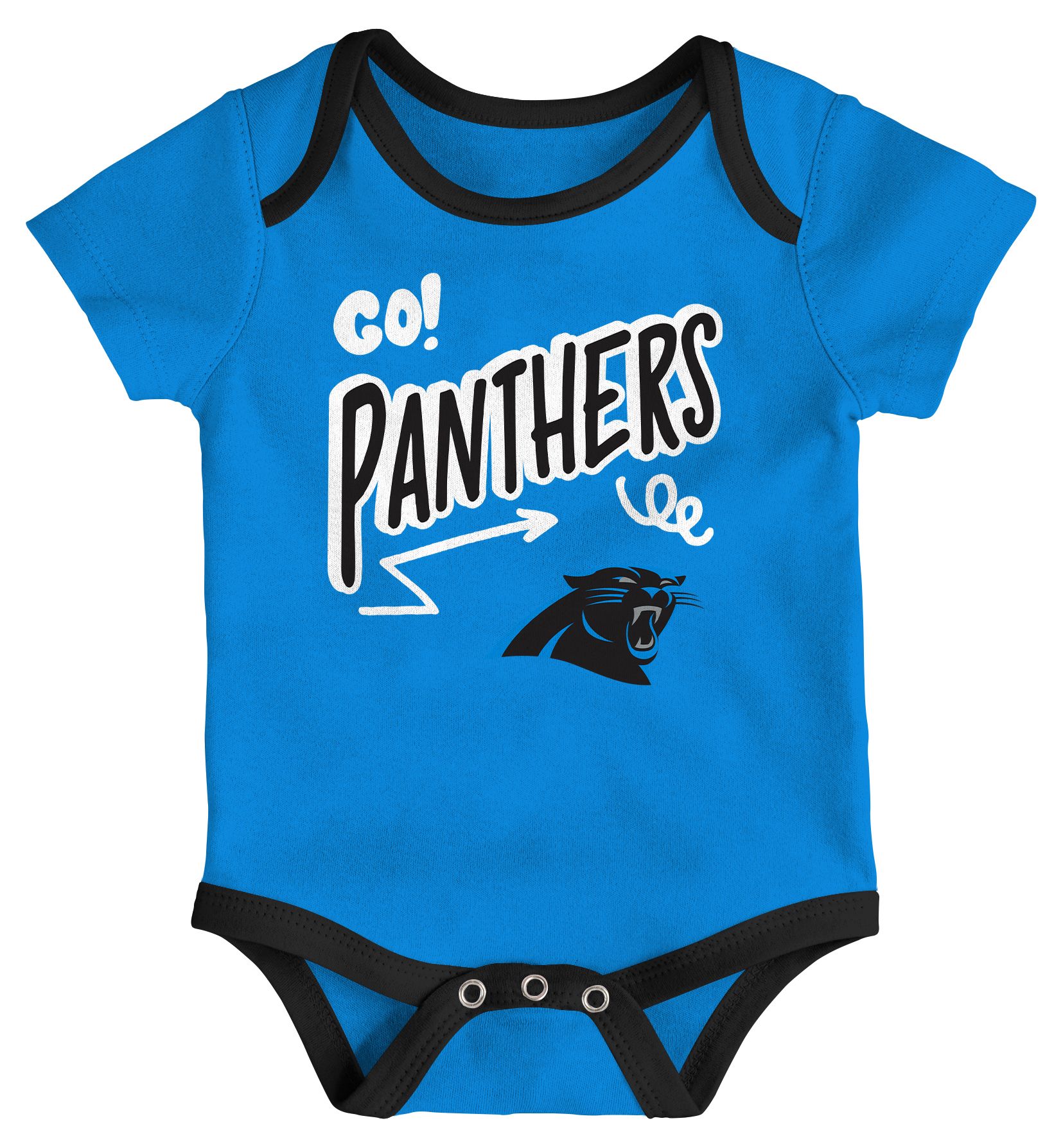 NFL Team Apparel Infant Carolina Panthers Black All Day Play 3-Pack Creeper Set product image