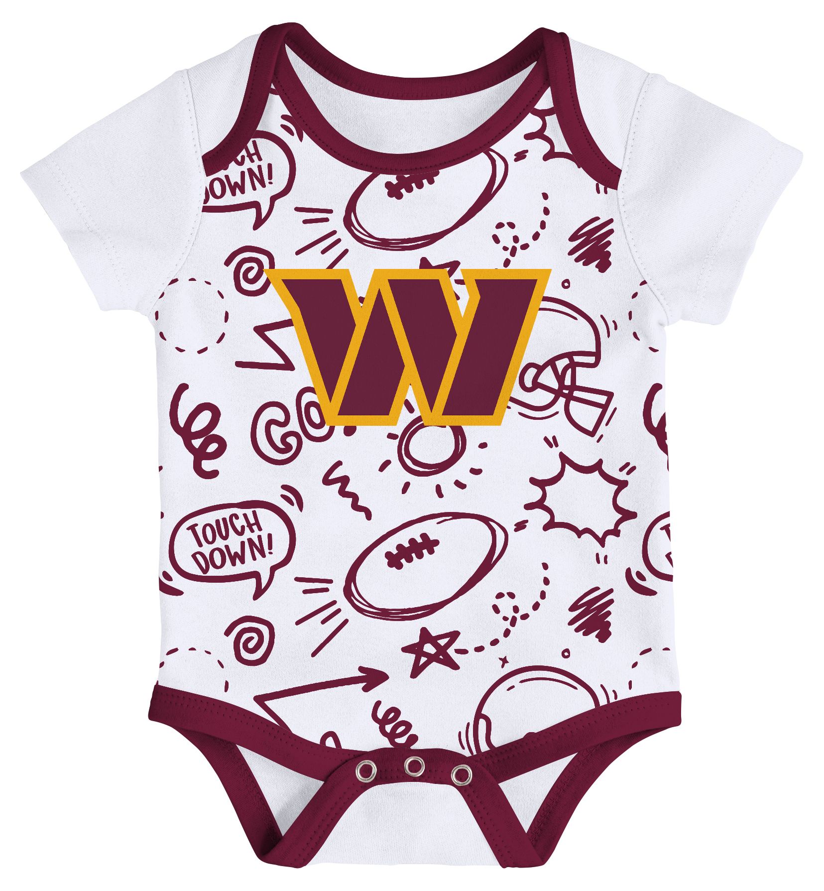 NFL Team Apparel Infant Washington Commanders Garnet All Day Play 3-Pack Creeper Set product image