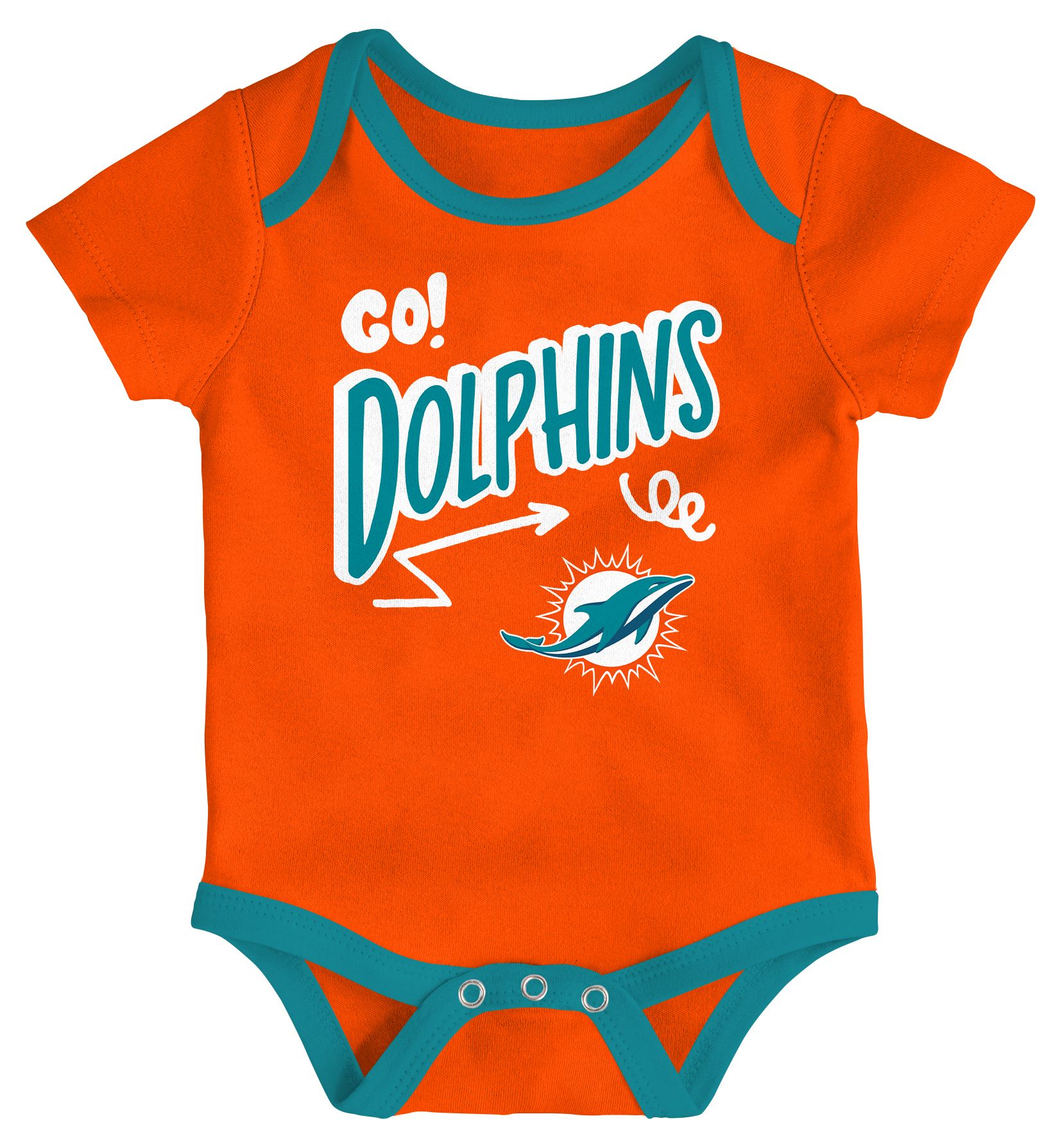NFL Team Apparel Infant Miami Dolphins Aqua All Day Play 3-Pack Creeper Set product image