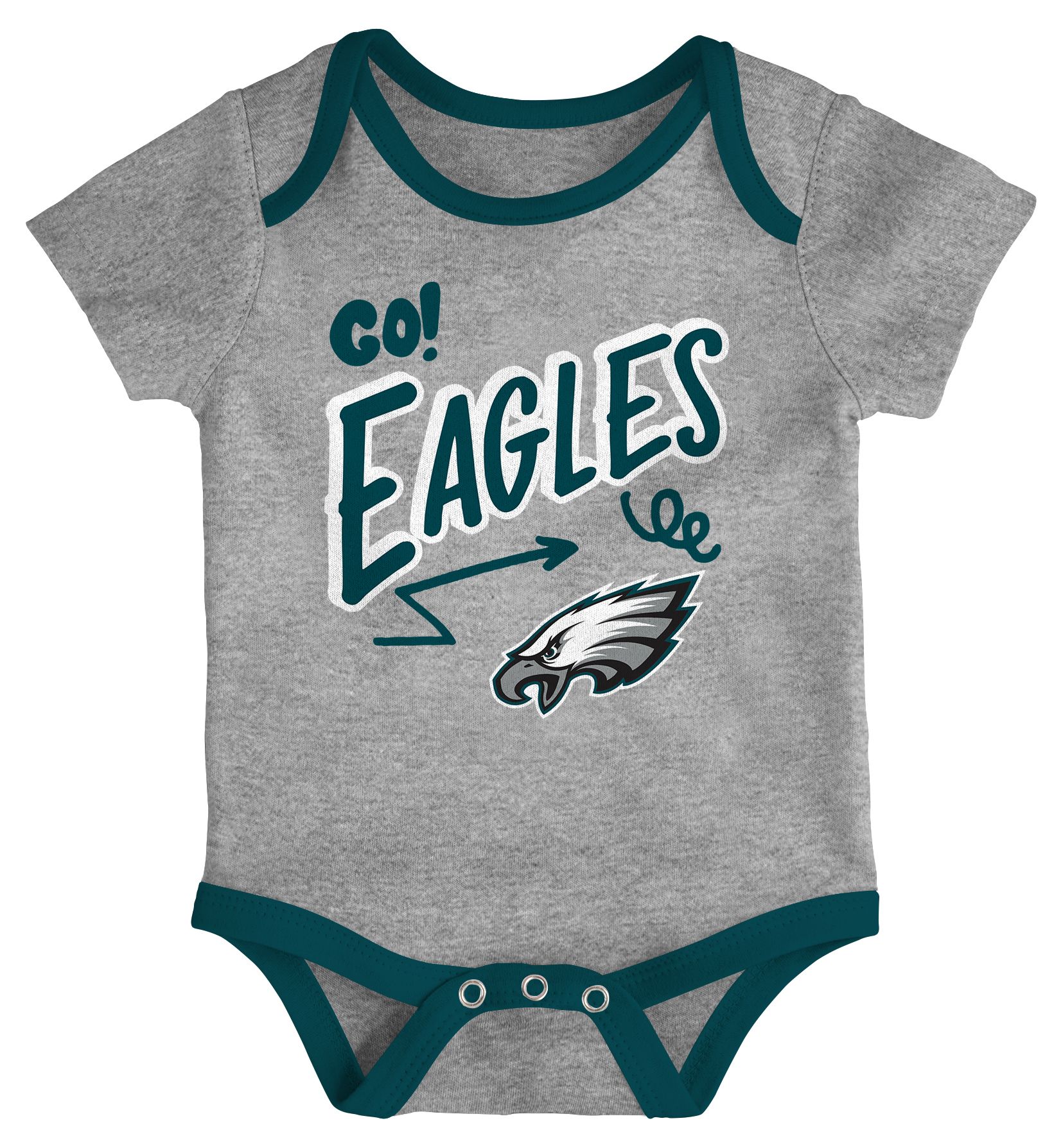 NFL Team Apparel Infant Philadelphia Eagles Green All Day Play 3-Pack Creeper Set product image