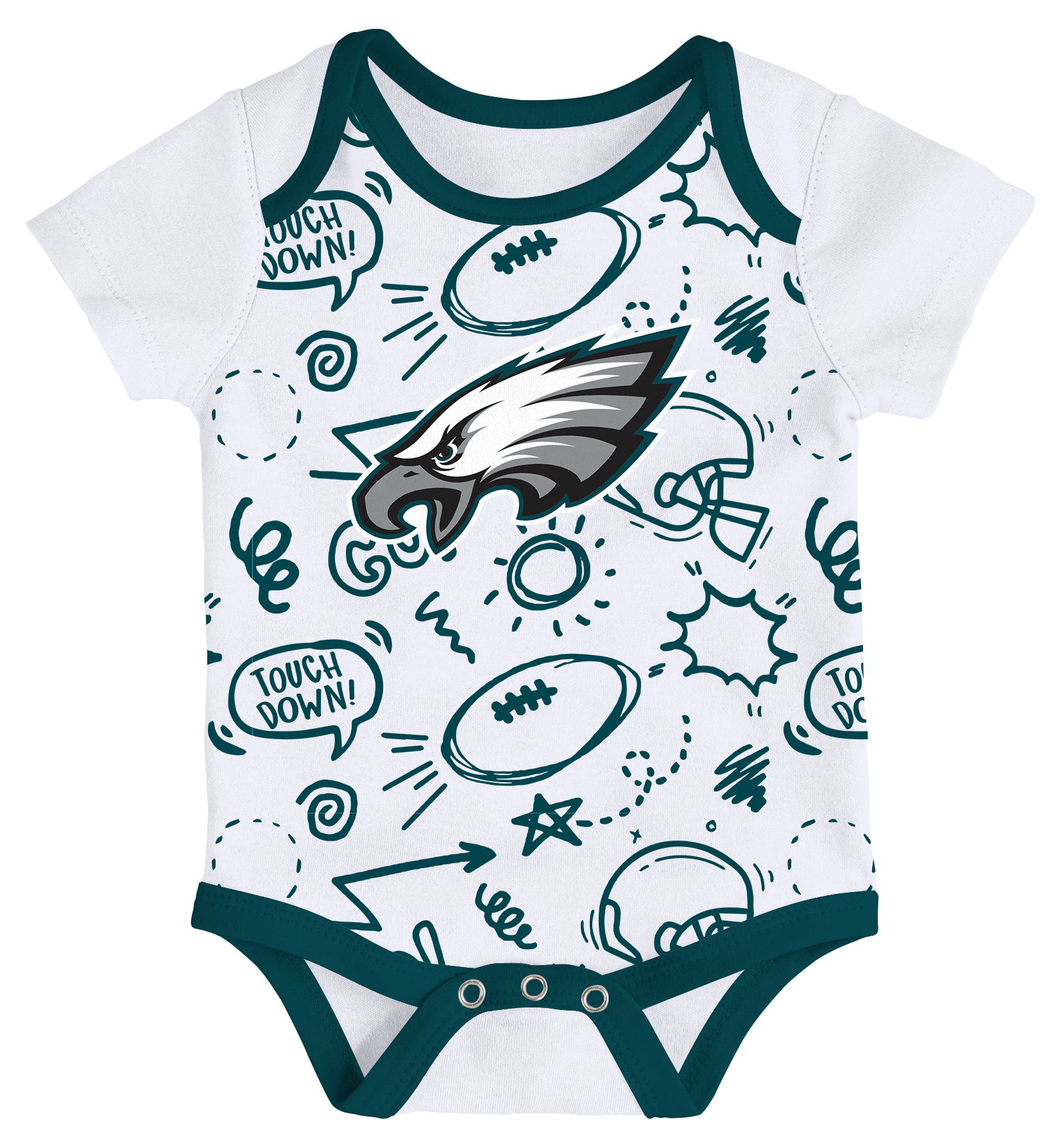 NFL Team Apparel Infant Philadelphia Eagles Green All Day Play 3-Pack Creeper Set product image