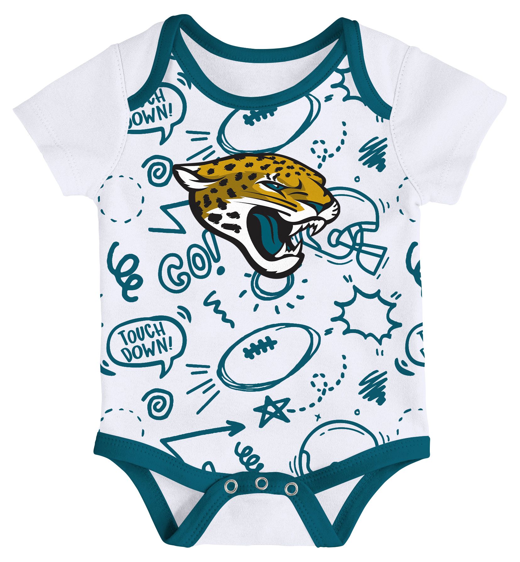 NFL Team Apparel Infant Jacksonville Jaguars Teal All Day Play 3-Pack Creeper Set product image