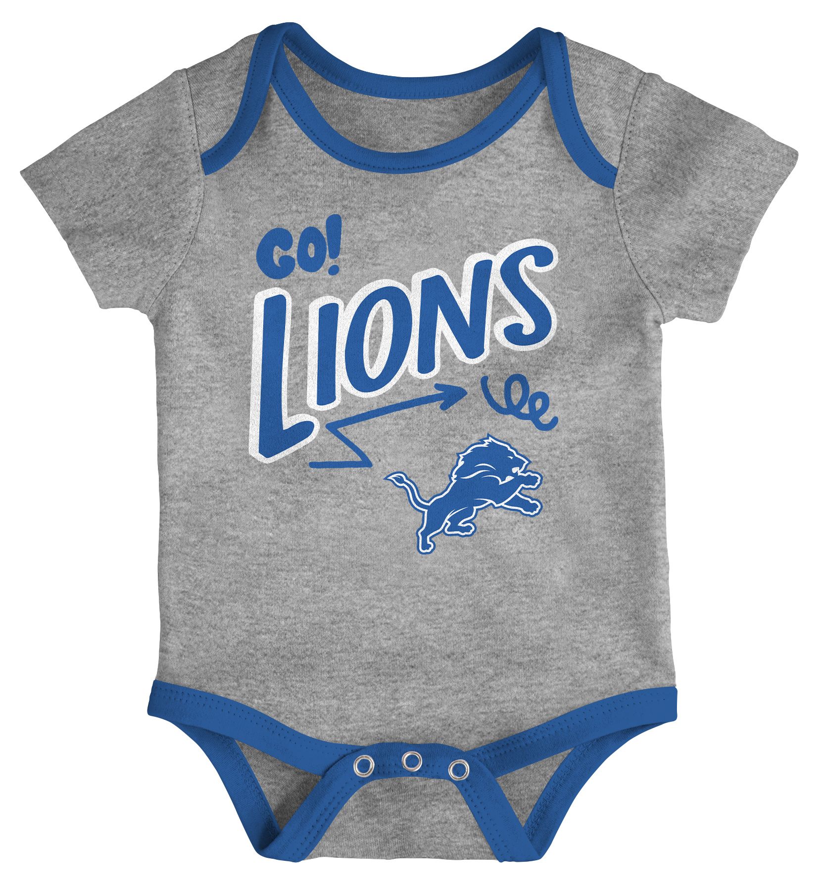 NFL Team Apparel Infant Detroit Lions Blue Spark All Day Play 3-Pack Creeper Set product image