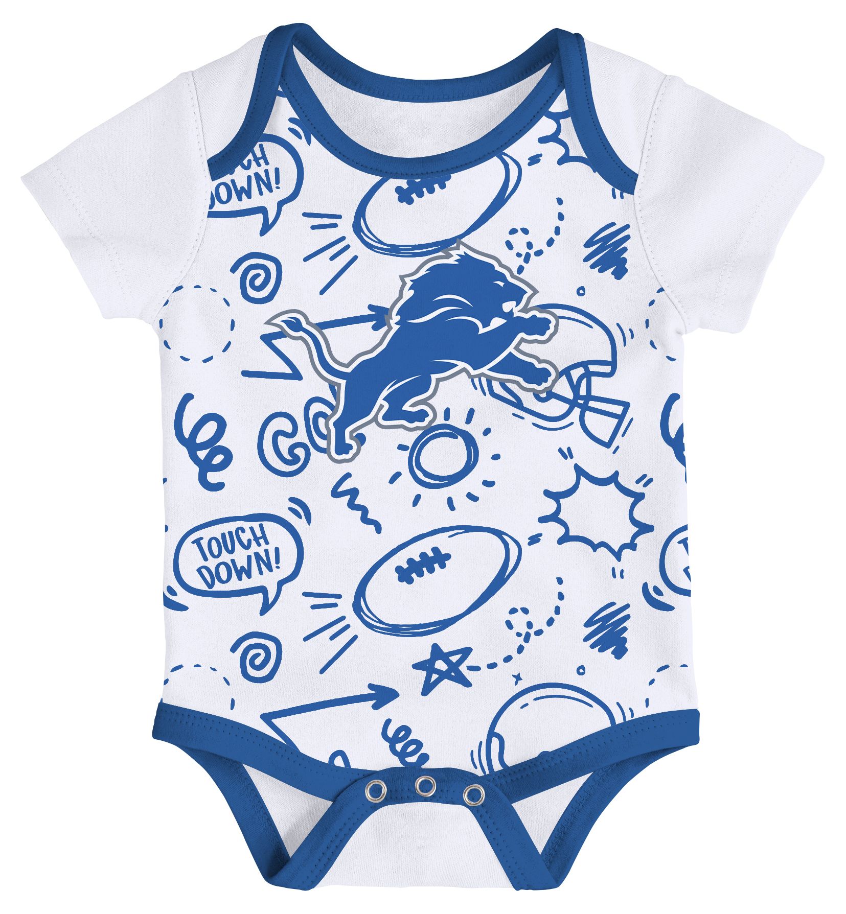 NFL Team Apparel Infant Detroit Lions Blue Spark All Day Play 3-Pack Creeper Set product image