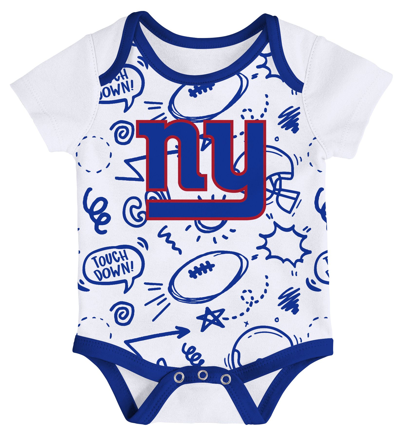 NFL Team Apparel Infant New York Giants Royal All Day Play 3-Pack Creeper Set product image