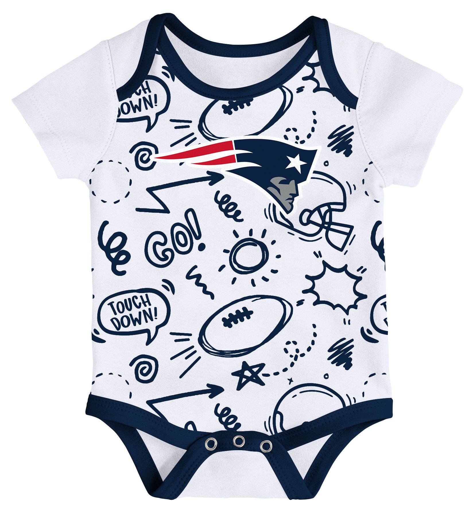 NFL Team Apparel Infant New England Patriots Navy All Day Play 3-Pack Creeper Set product image