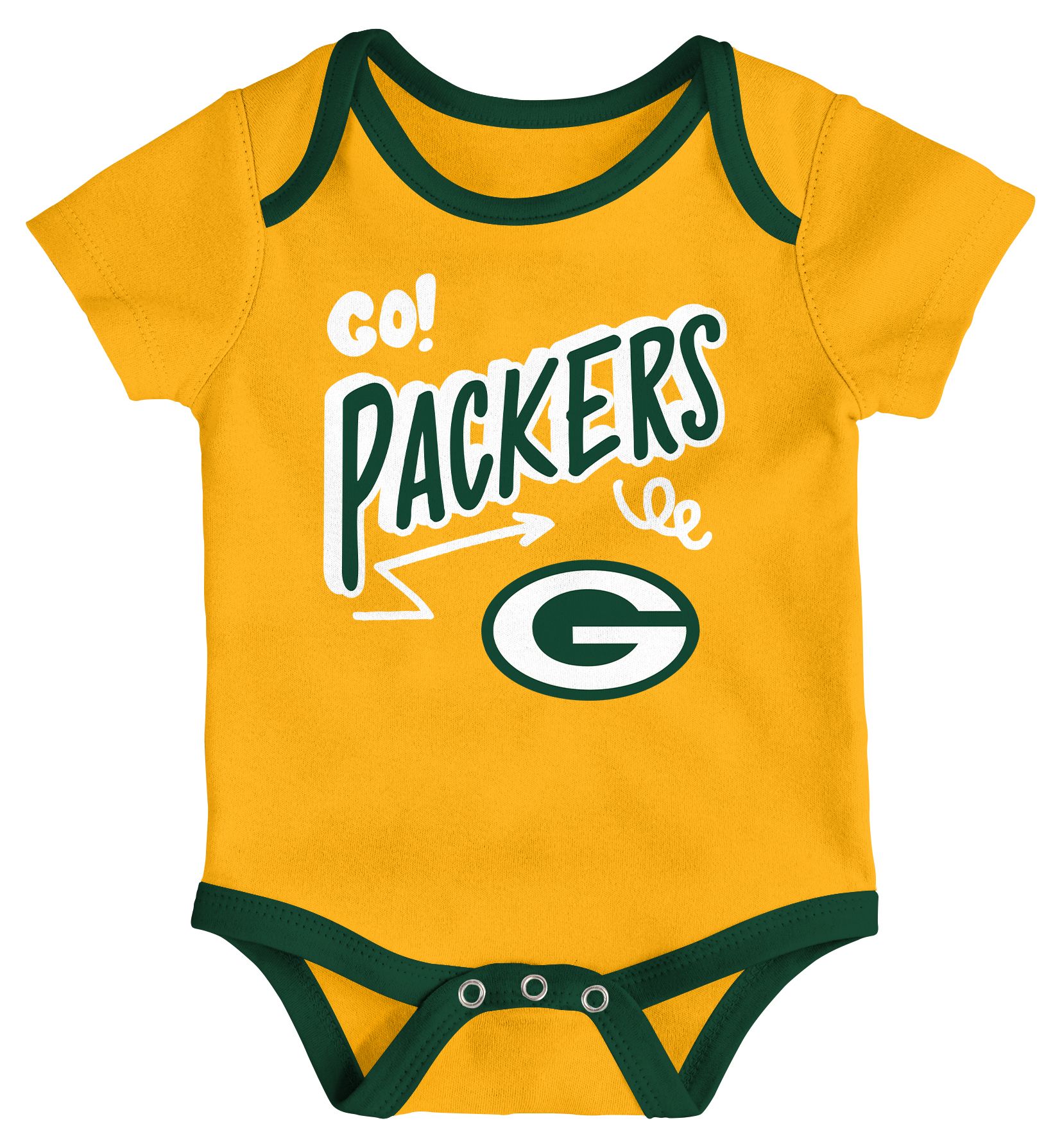 NFL Team Apparel Infant Green Bay Packers Green All Day Play 3-Pack Creeper Set product image