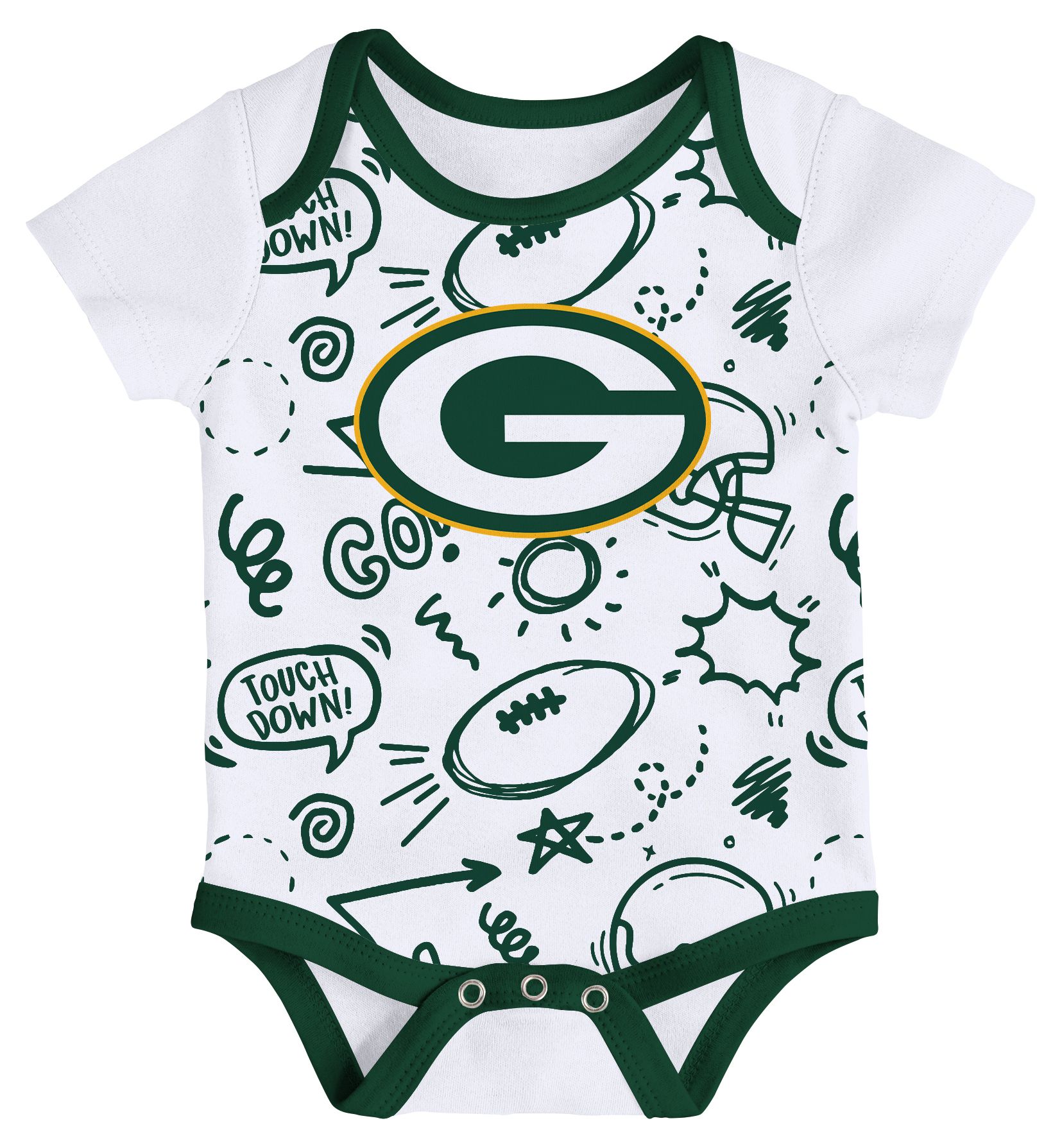NFL Team Apparel Infant Green Bay Packers Green All Day Play 3-Pack Creeper Set product image