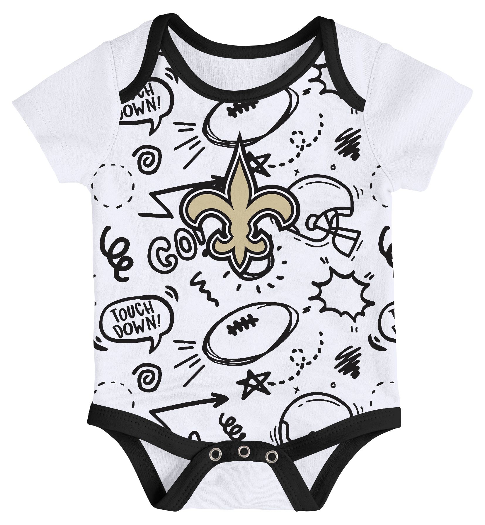 NFL Team Apparel Infant New Orleans Saints Black All Day Play 3-Pack Creeper Set product image