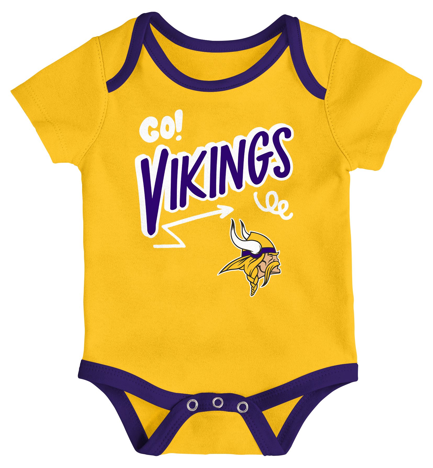NFL Team Apparel Infant Minnesota Vikings Purple All Day Play 3-Pack Creeper Set product image