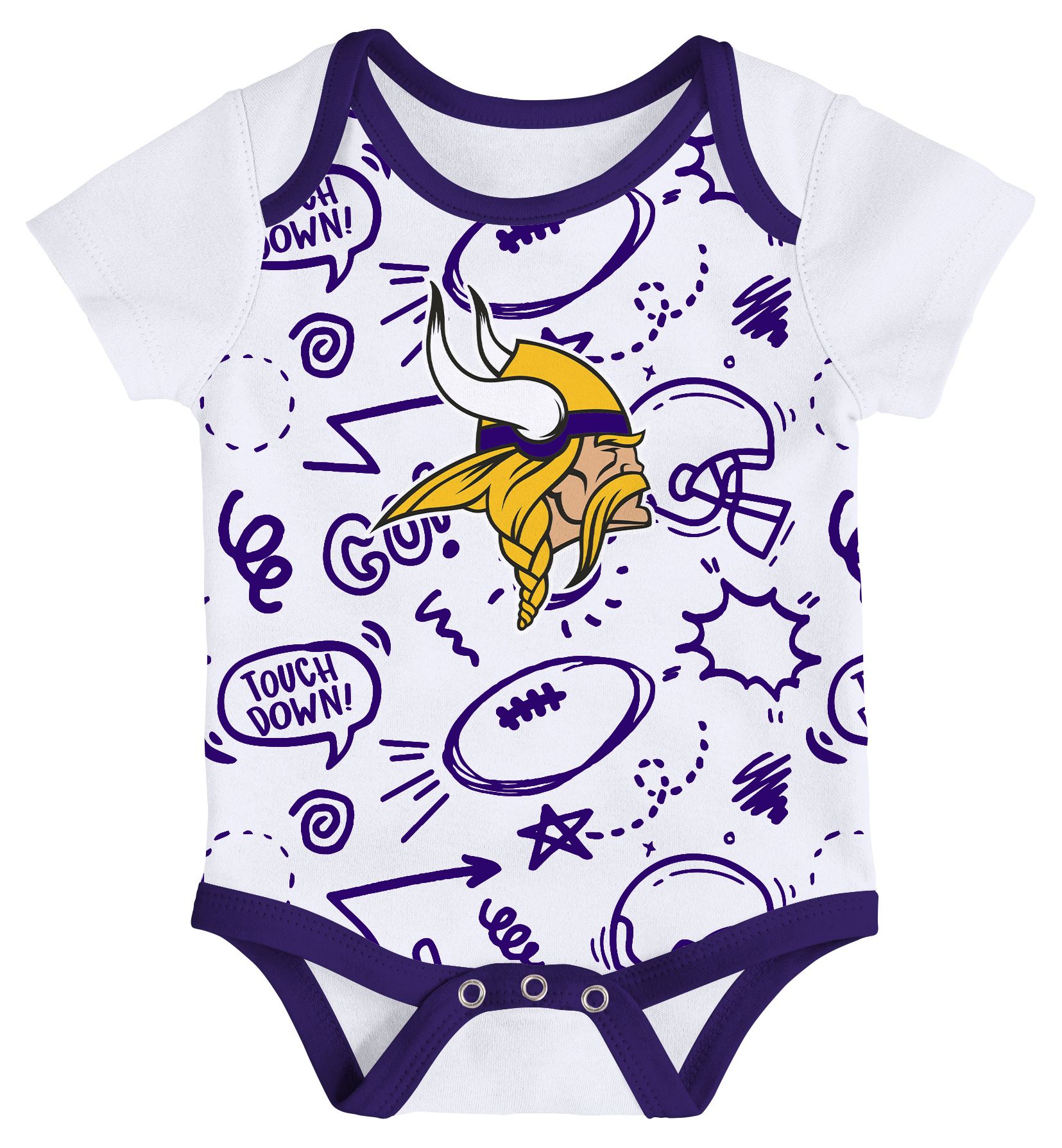NFL Team Apparel Infant Minnesota Vikings Purple All Day Play 3-Pack Creeper Set product image