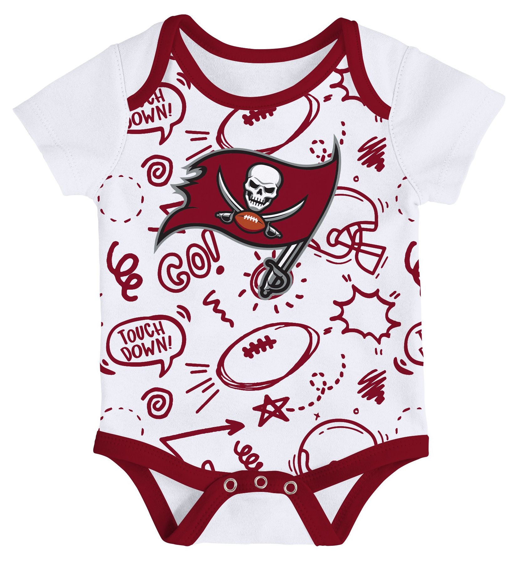 NFL Team Apparel Infant Tampa Bay Buccaneers Red Newborn All Day Play 3-Pack Creeper Set product image