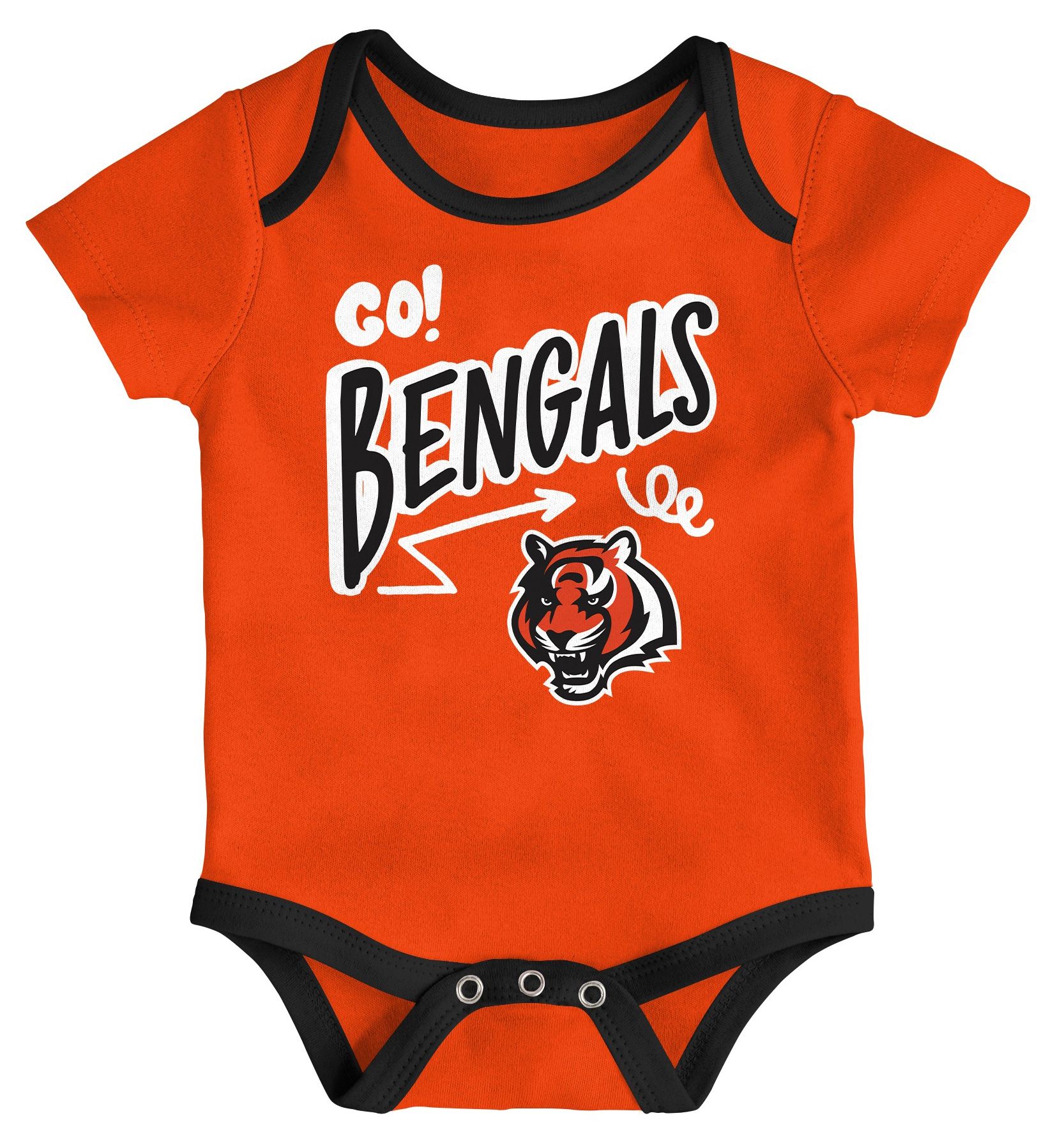 NFL Team Apparel Infant Cincinnati Bengals Black Newborn All Day Play 3-Pack Creeper Set product image