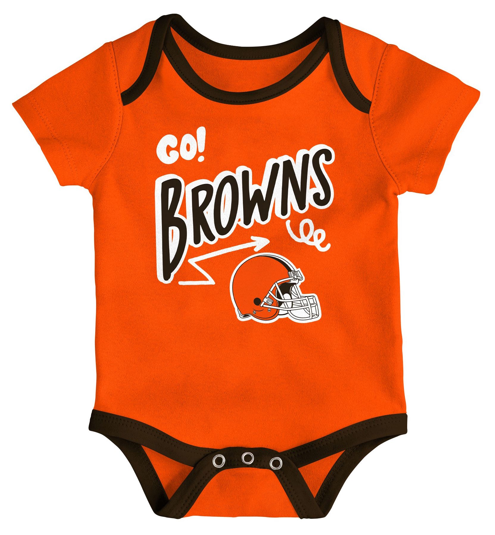 NFL Team Apparel Infant Cleveland Browns Brown Newborn All Day Play 3-Pack Creeper Set product image
