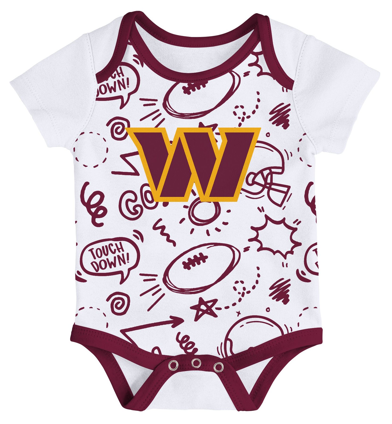 NFL Team Apparel Infant Washington Commanders Garnet Newborn All Day Play 3-Pack Creeper Set product image