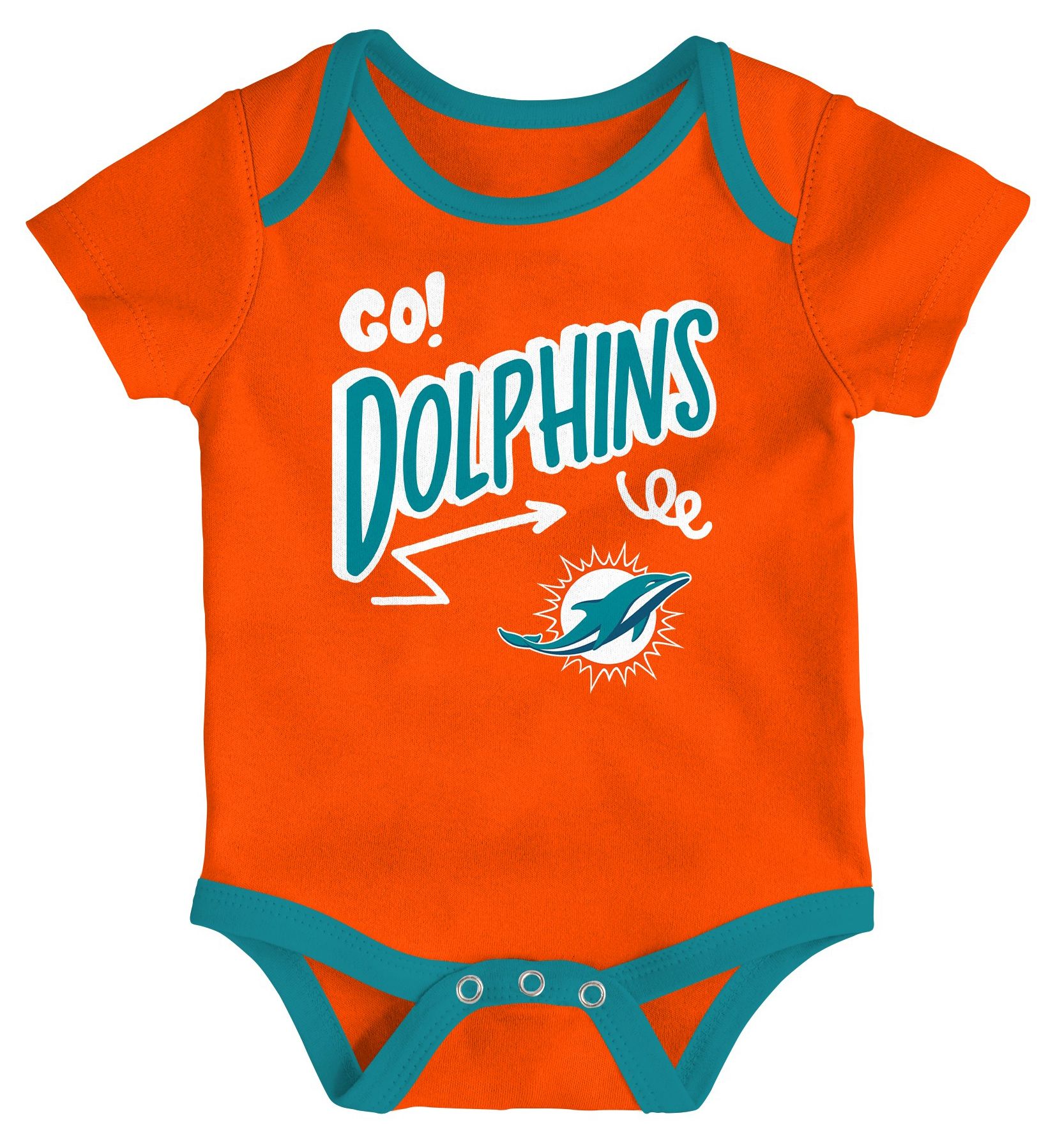 NFL Team Apparel Infant Miami Dolphins Aqua Newborn All Day Play 3-Pack Creeper Set product image