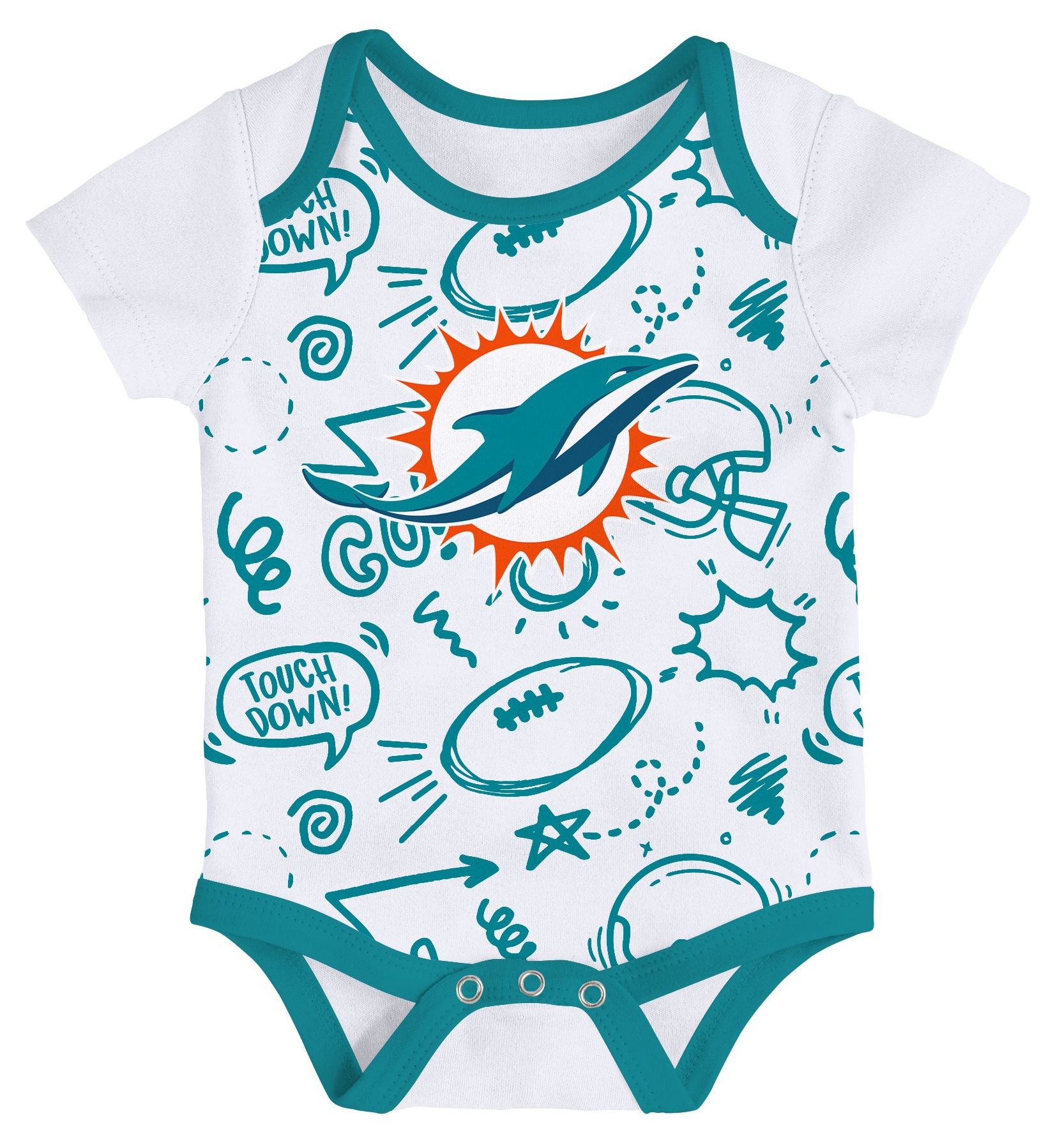 NFL Team Apparel Infant Miami Dolphins Aqua Newborn All Day Play 3-Pack Creeper Set product image