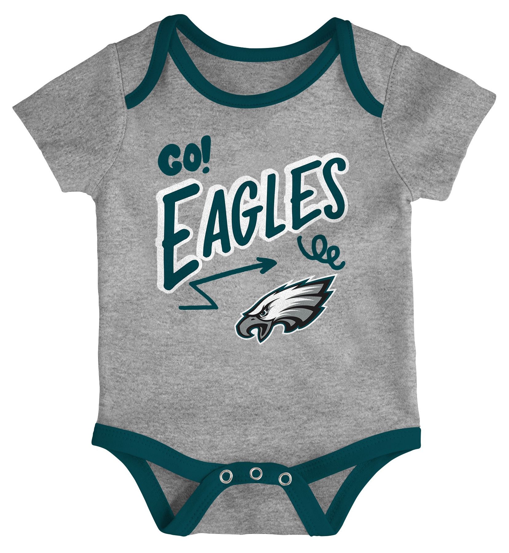 NFL Team Apparel Infant Philadelphia Eagles Green Newborn All Day Play 3-Pack Creeper Set product image