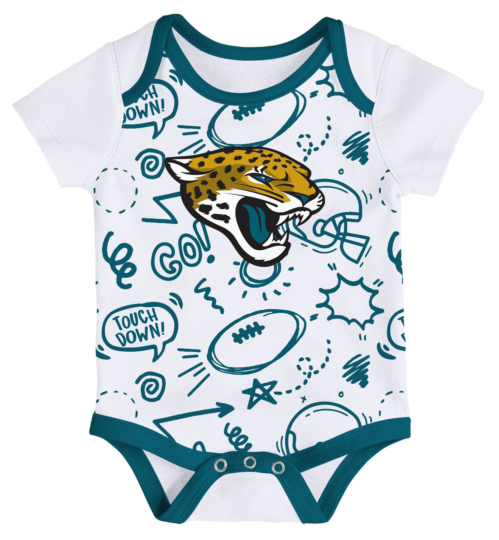 NFL Team Apparel Infant Jacksonville Jaguars Teal Newborn All Day Play 3-Pack Creeper Set product image